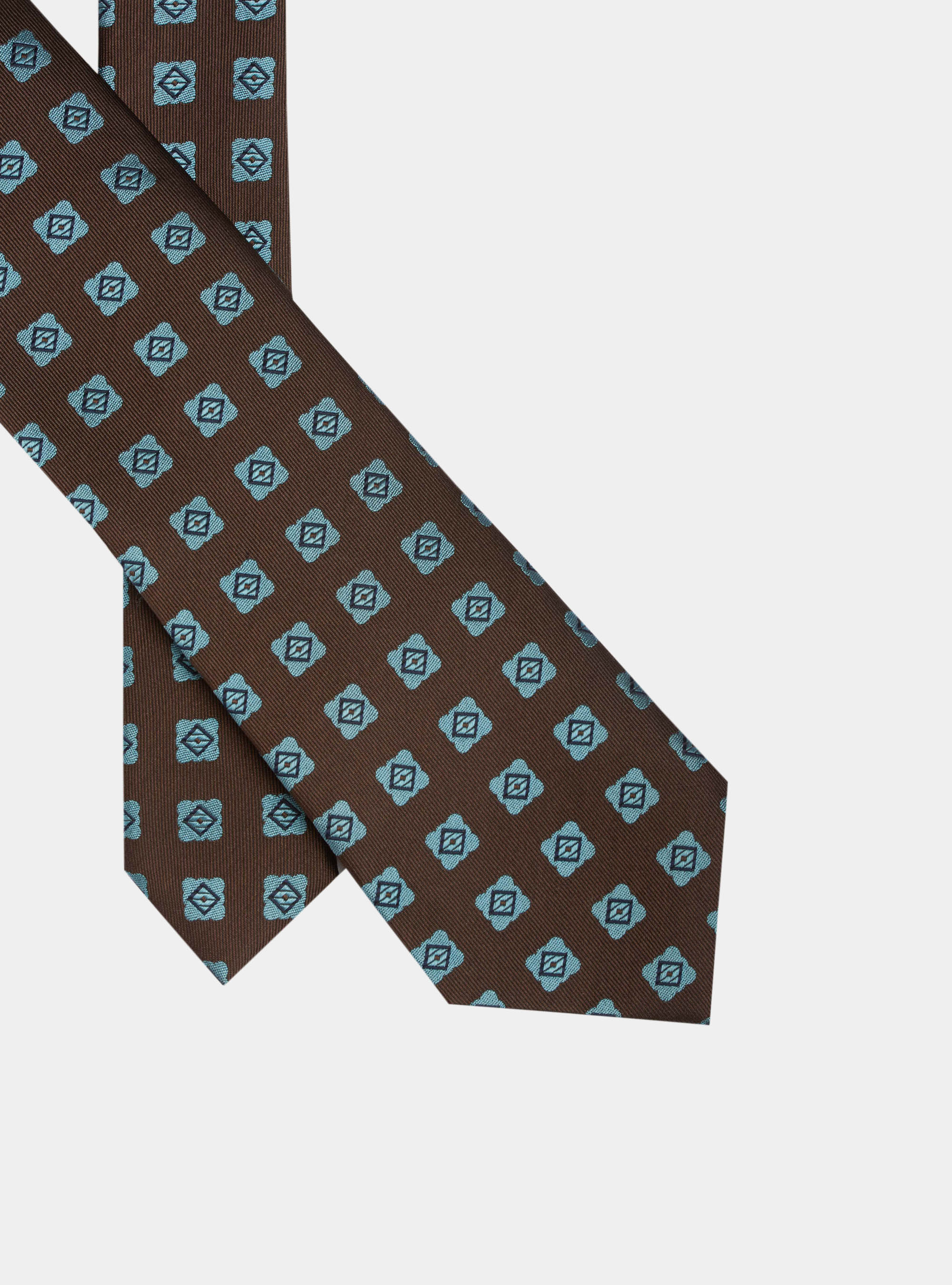 Silk patterned tie, MARRONE 0508C