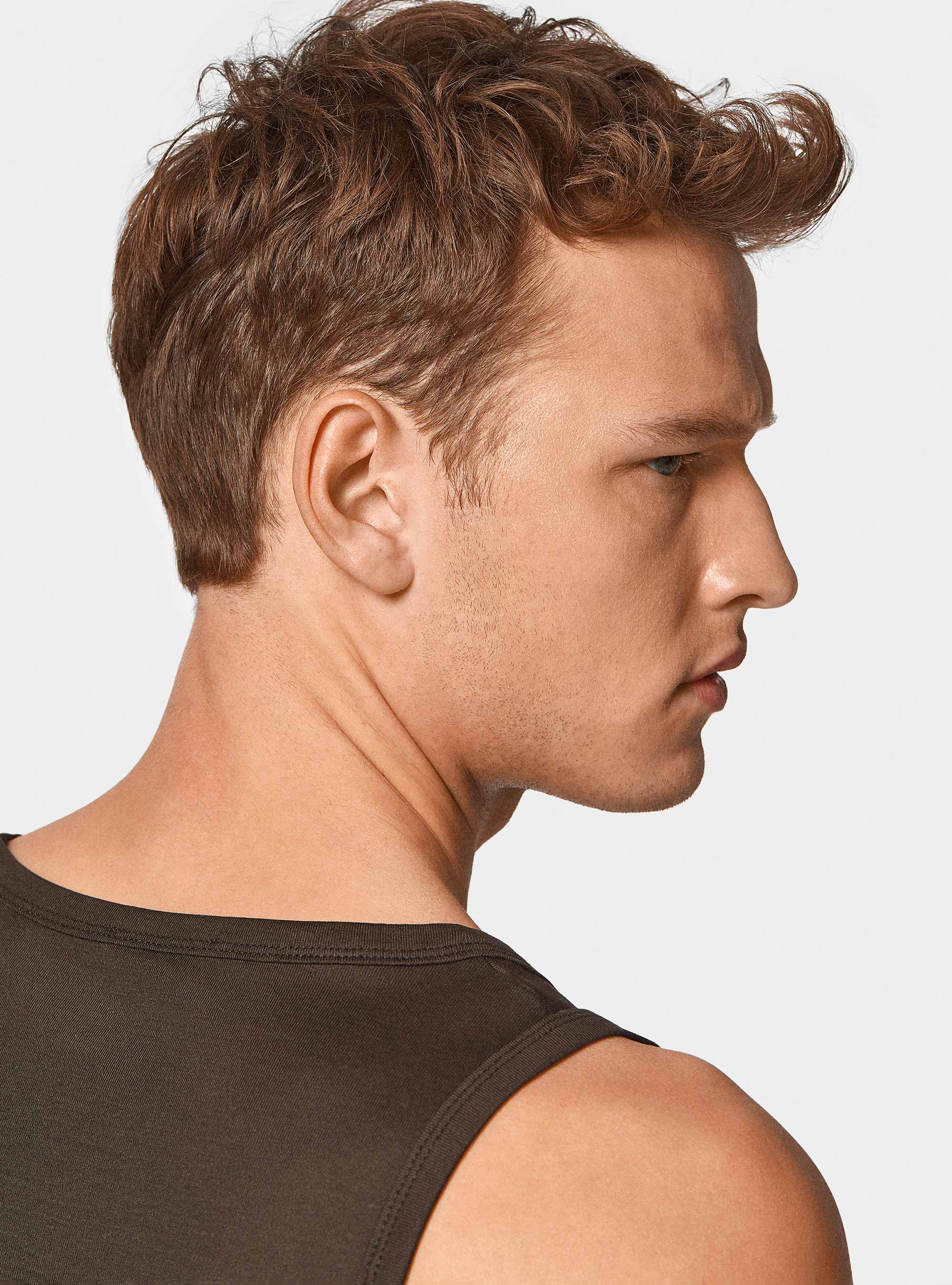 Cotton thread tank top, BROWN