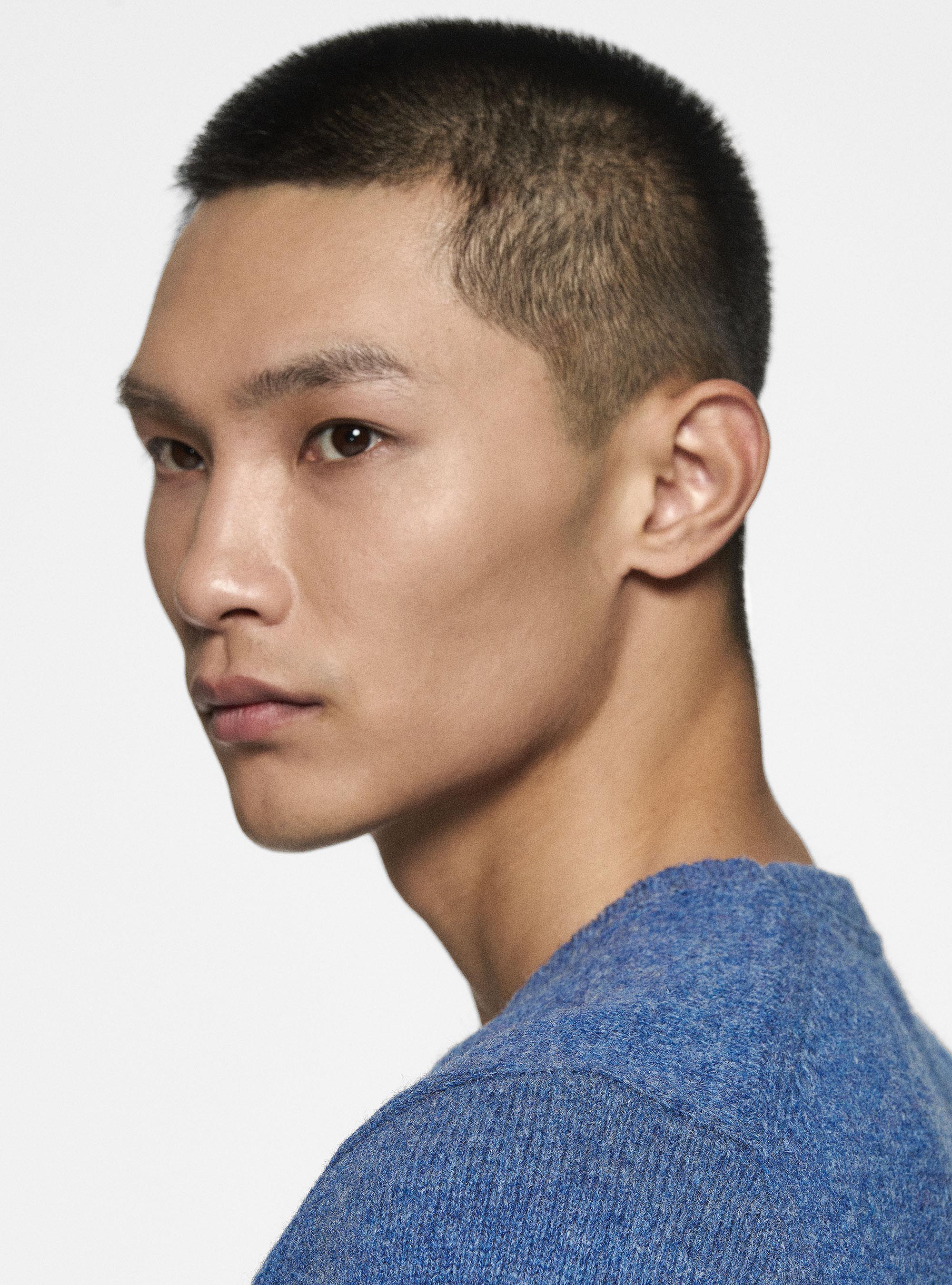 Shetland wool crew-neck sweater, 0243C DENIM