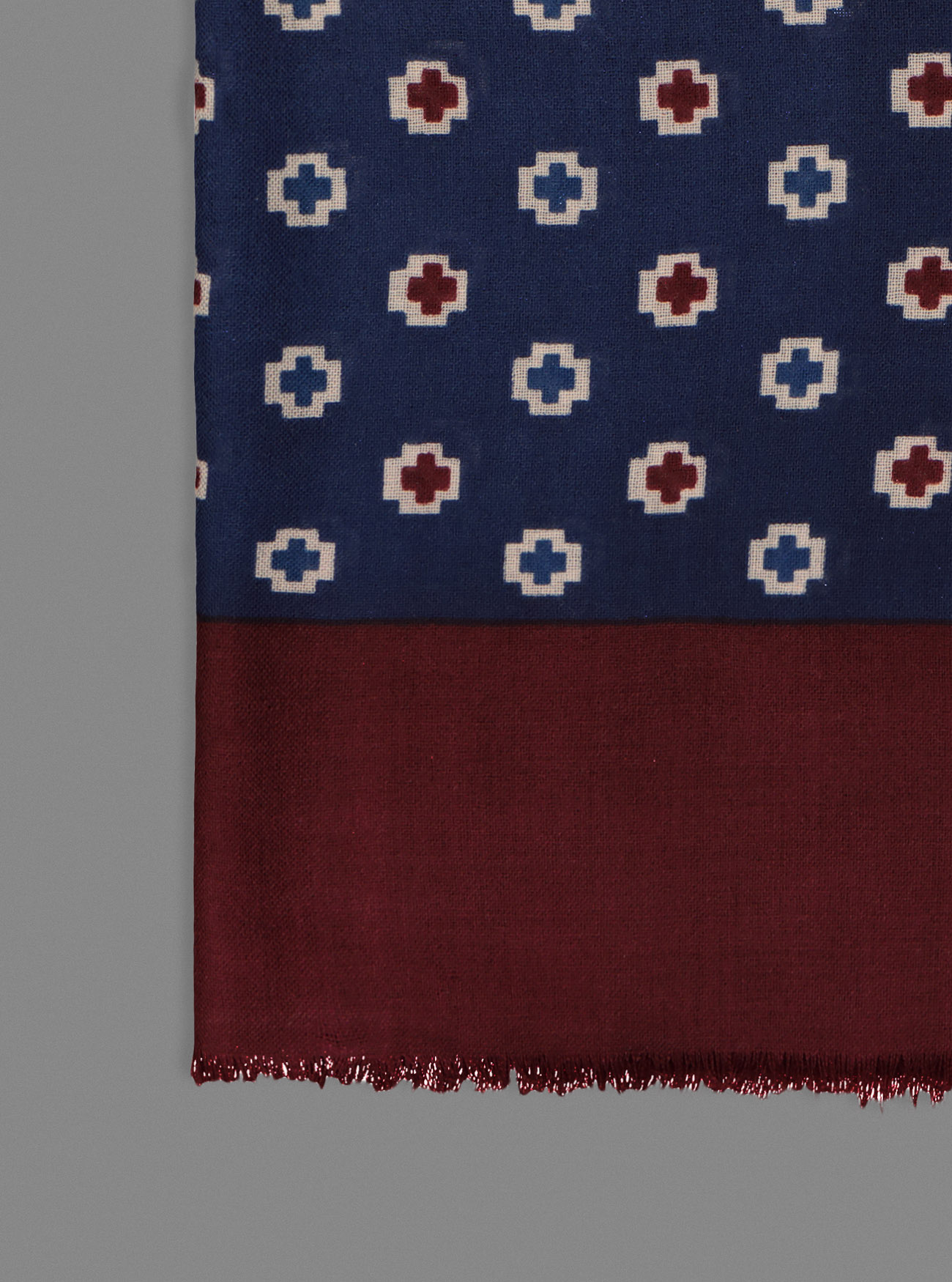 Sciarpa in lana con fantasia, NAVY BLUE