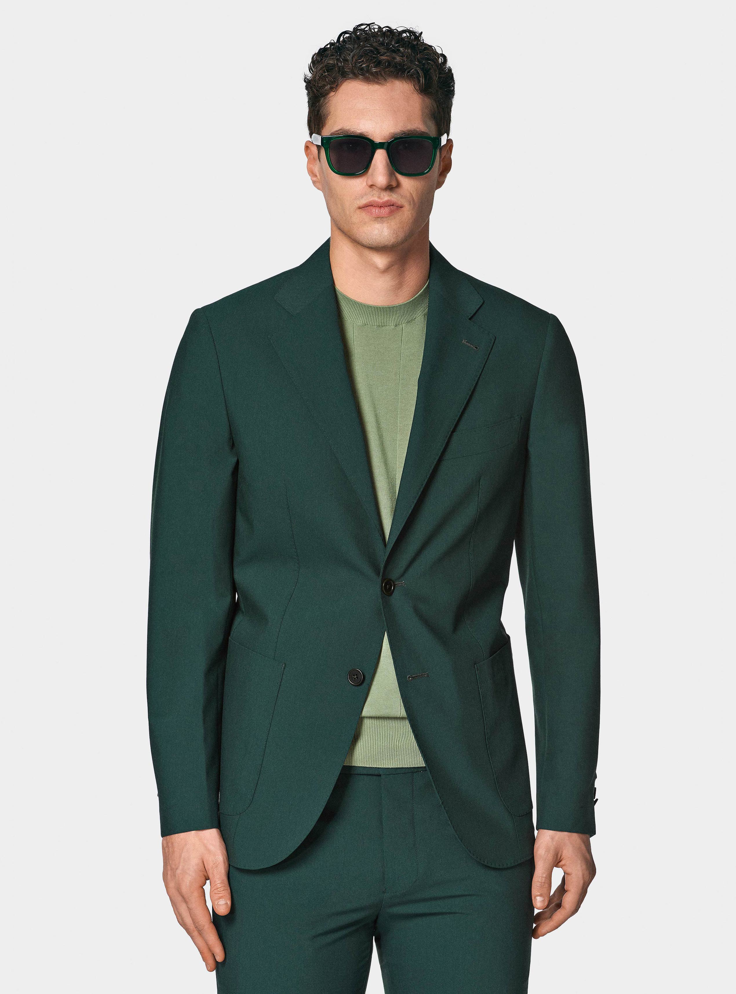 Giacca abito classico slim fit, VERDE