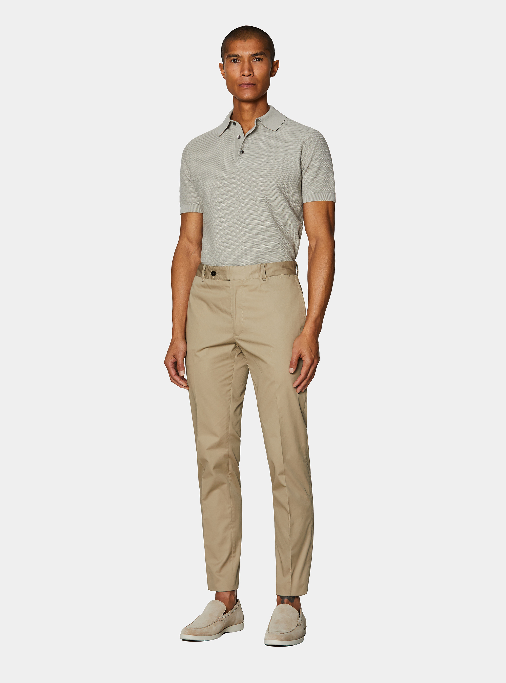 Lightweight twill slim fit chino trousers, MUD