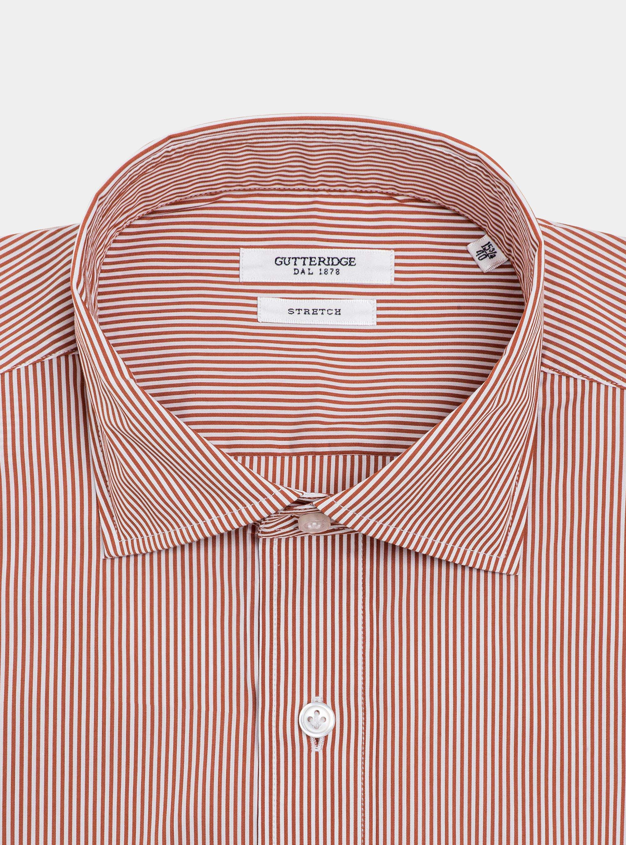 Camicia in popeline di cotone stretch rigato, 0713C ZUCCA