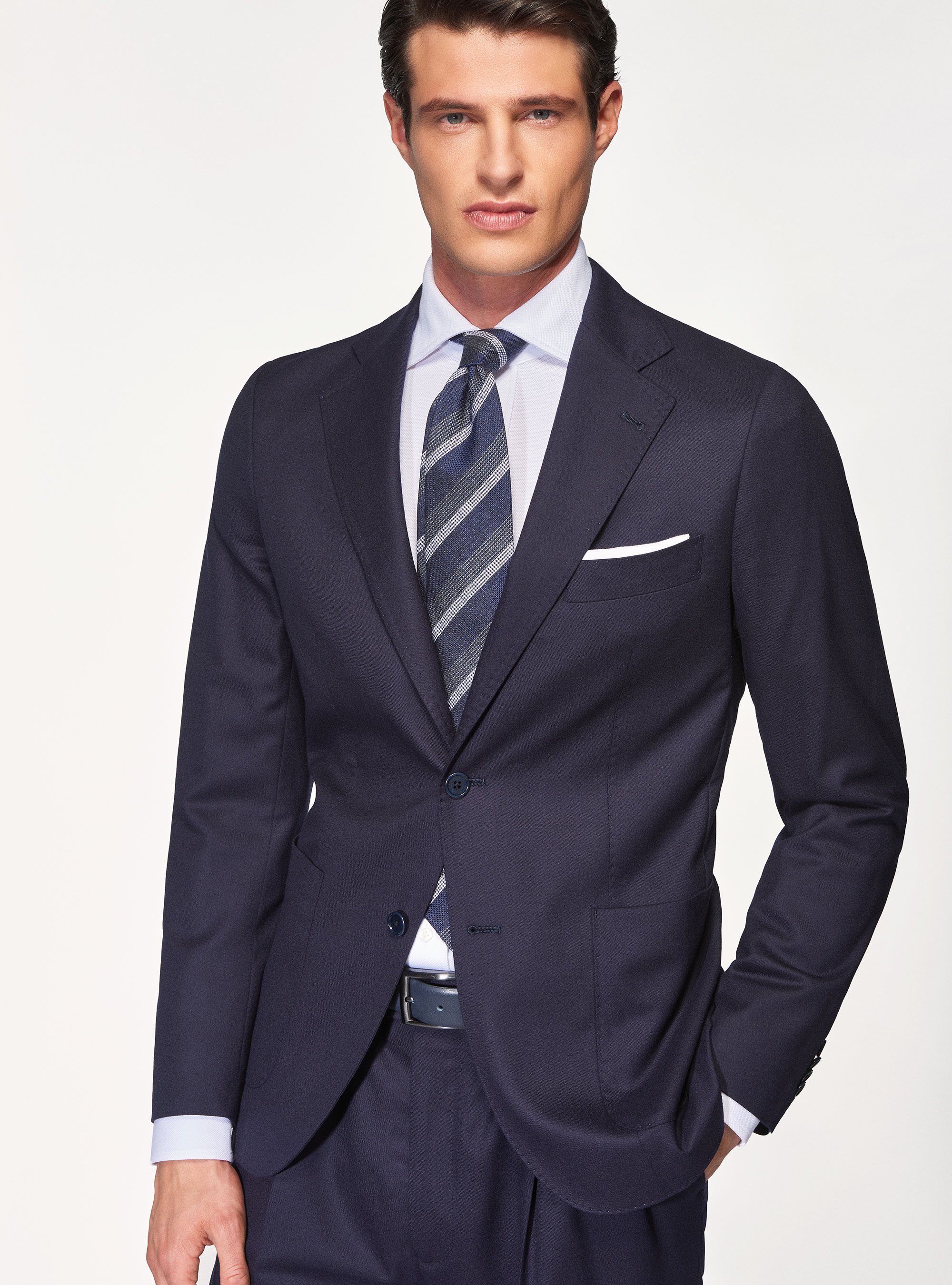 Gutteridge - Veste de costume en flanelle Vitale Barberis Canonico, , Bleu Marine, Taille: 46