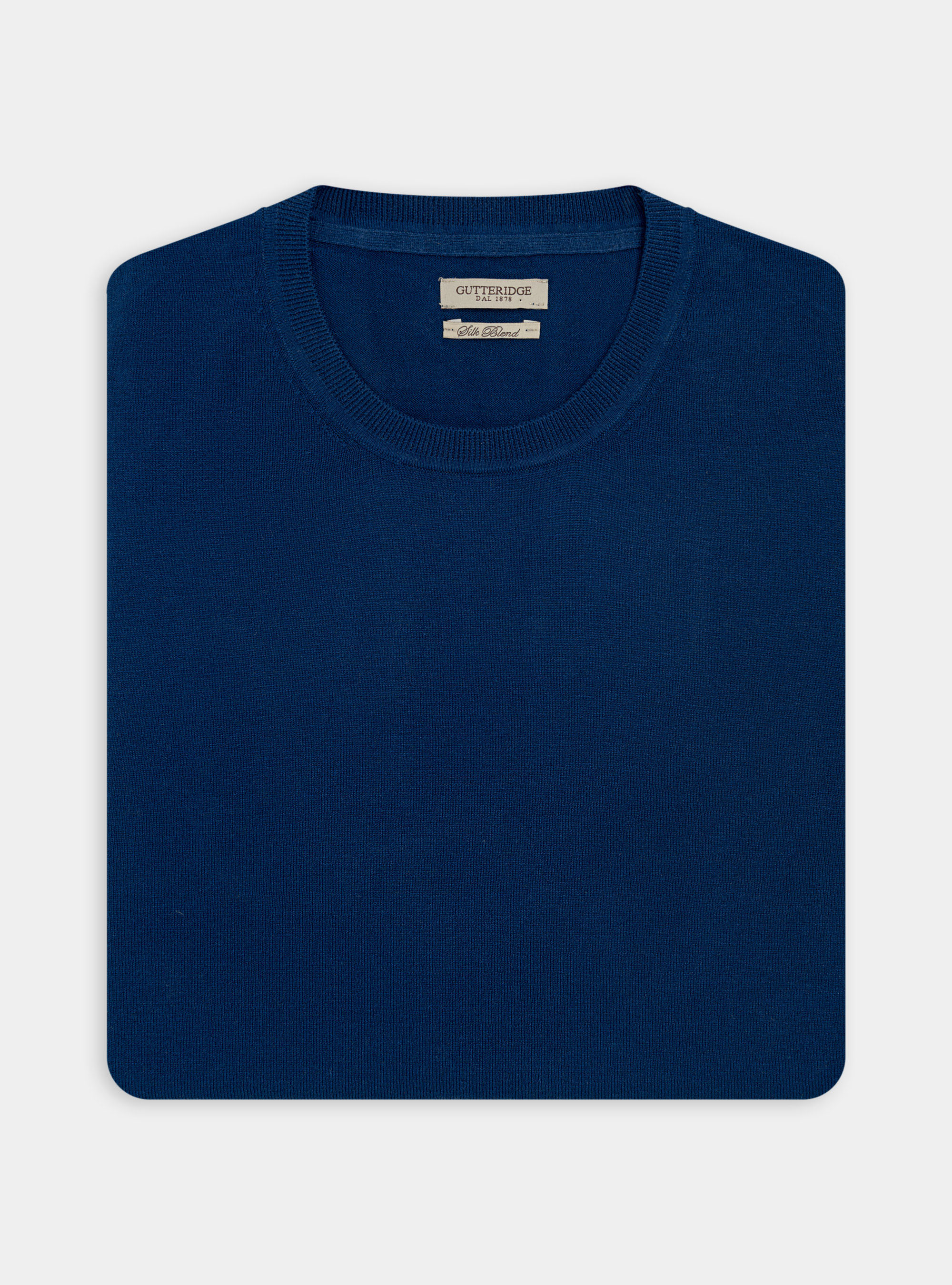 Maglia girocollo in seta e cotone, BLU ROYAL