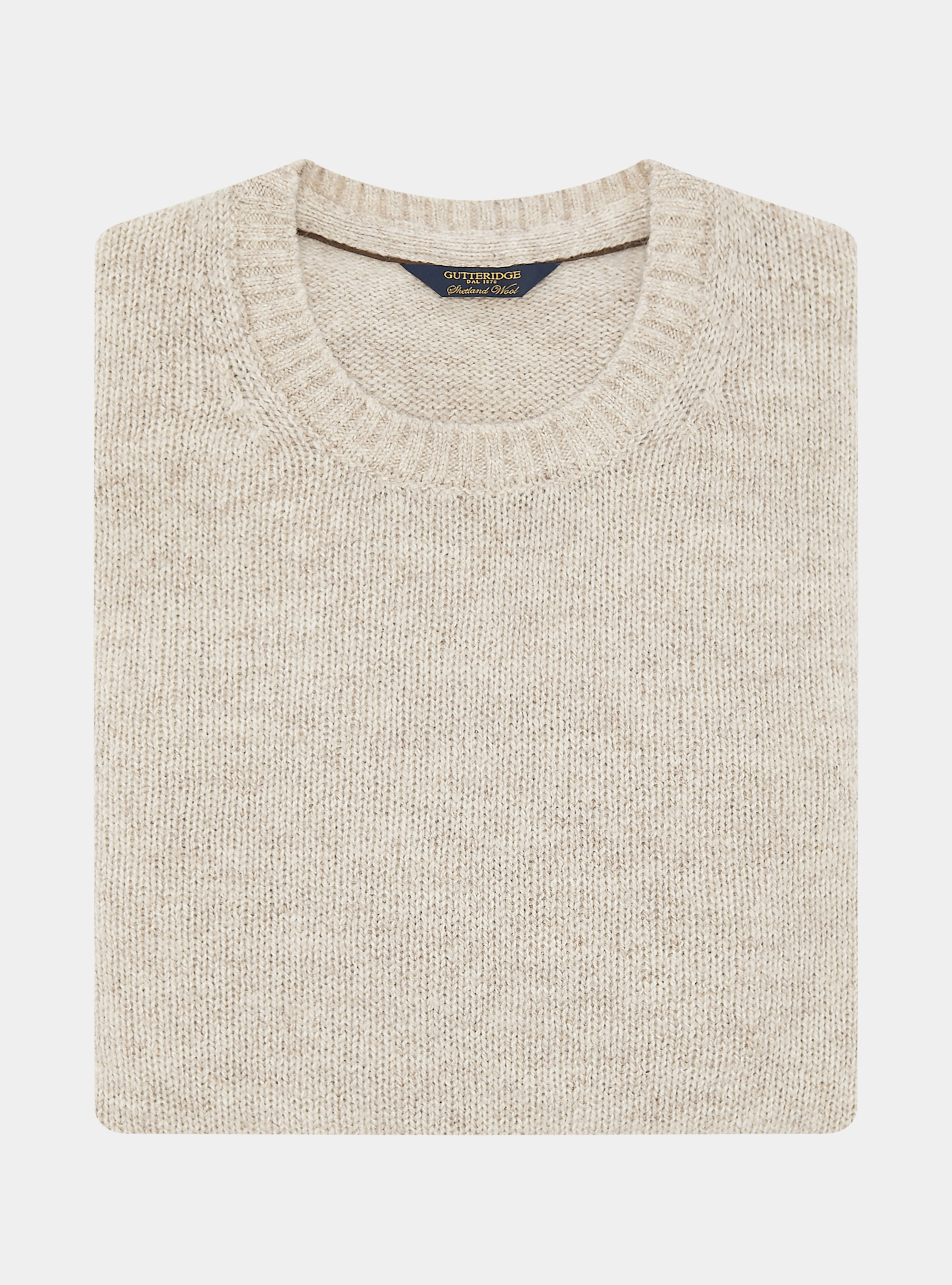 Punto de lana Shetland con cuello redondo, CRUDO