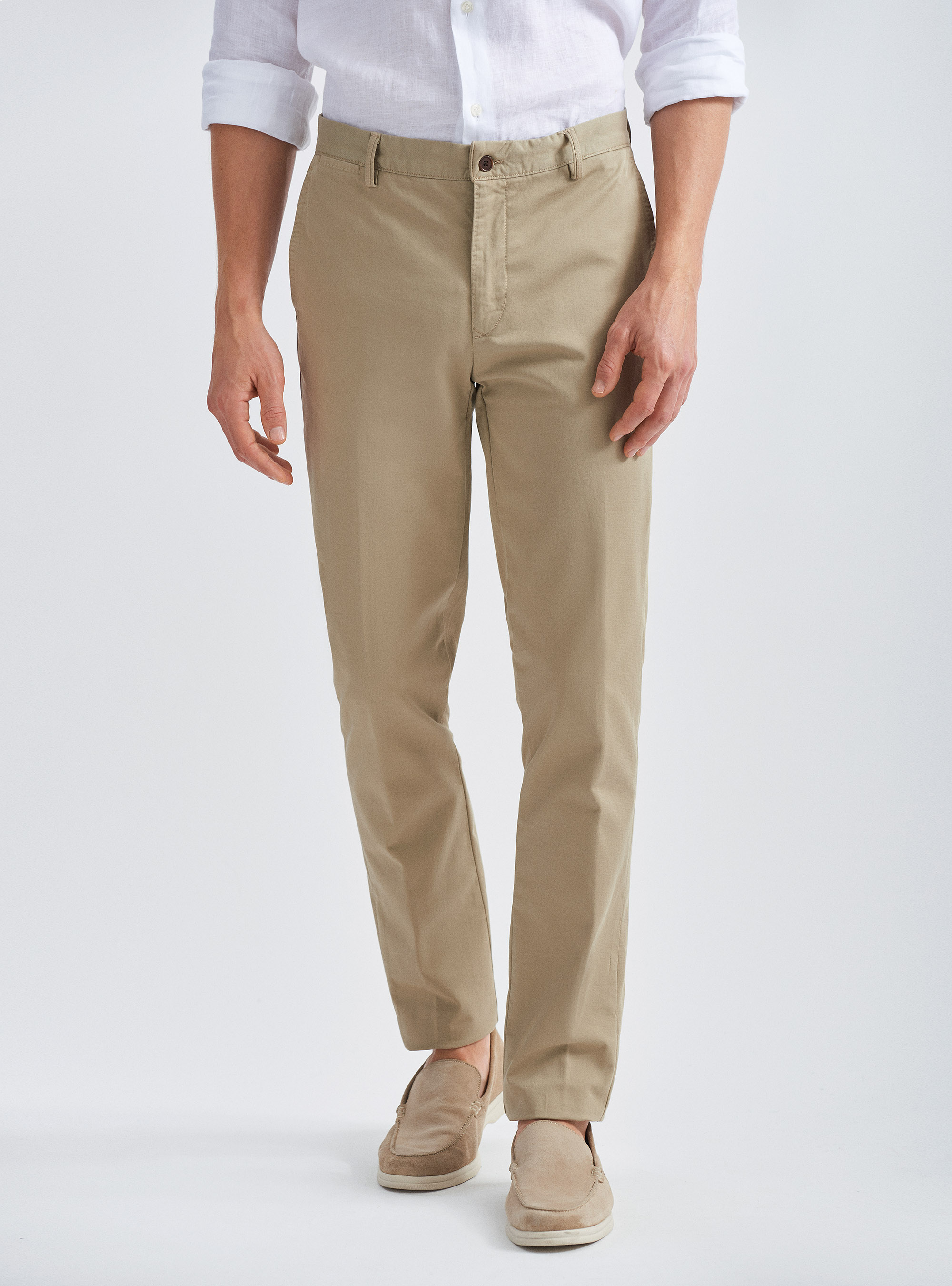 Pantaloni chino in twill di cotone, FANGO