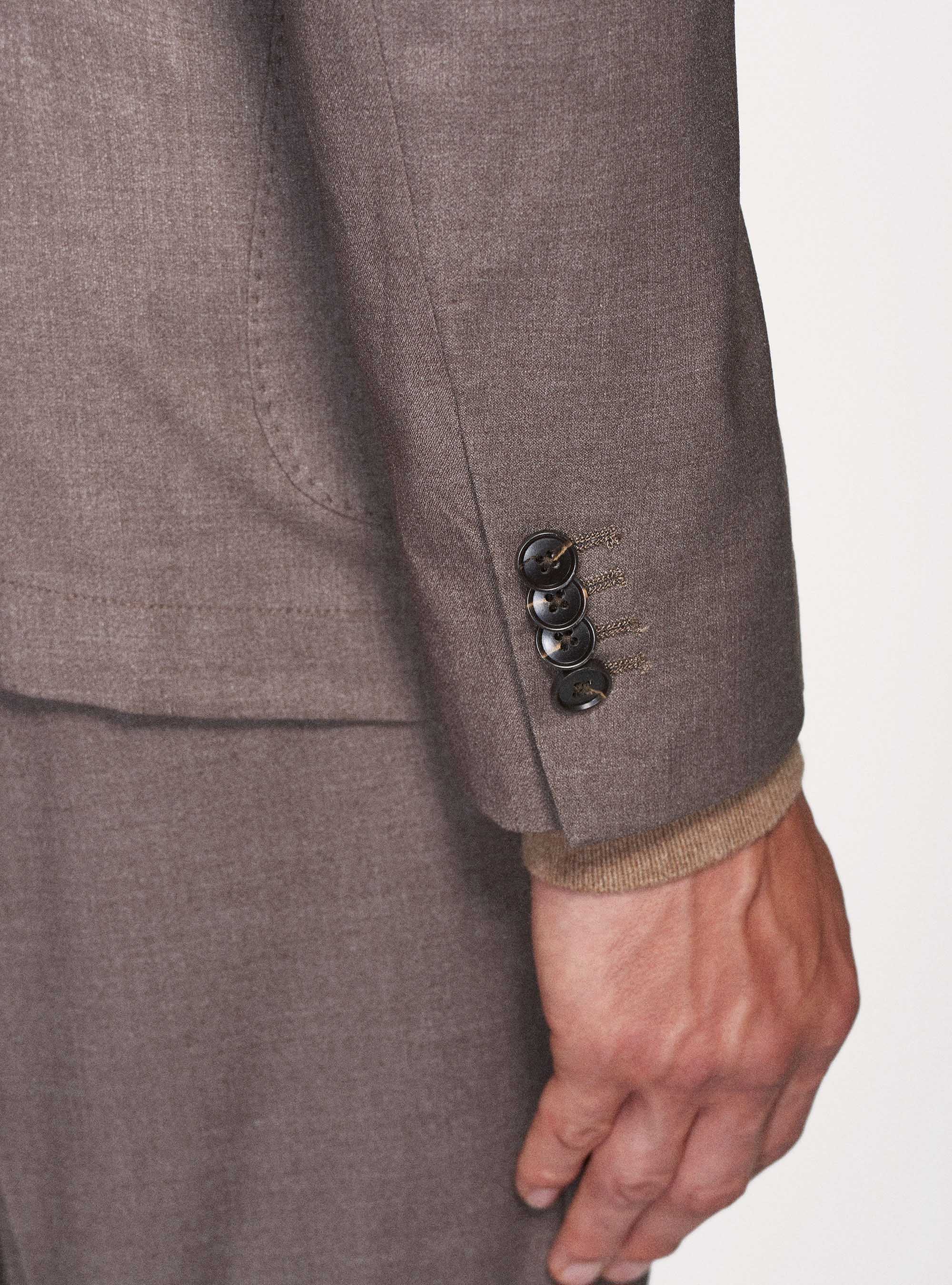 Giacca per abito slim fit con tasche a toppa, FANGO