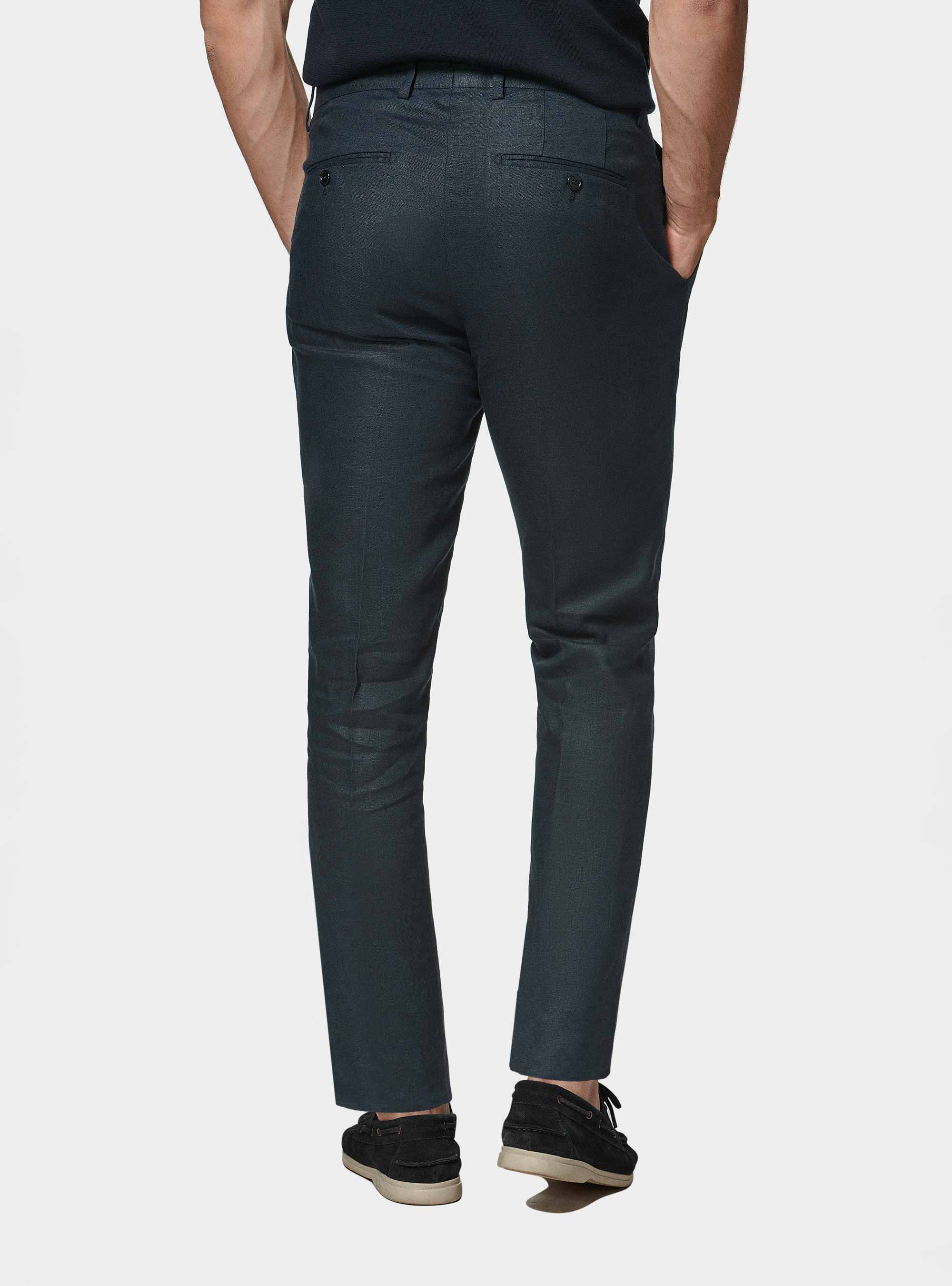 Kleidungshose aus reinem Leinen, NAVY 0218C