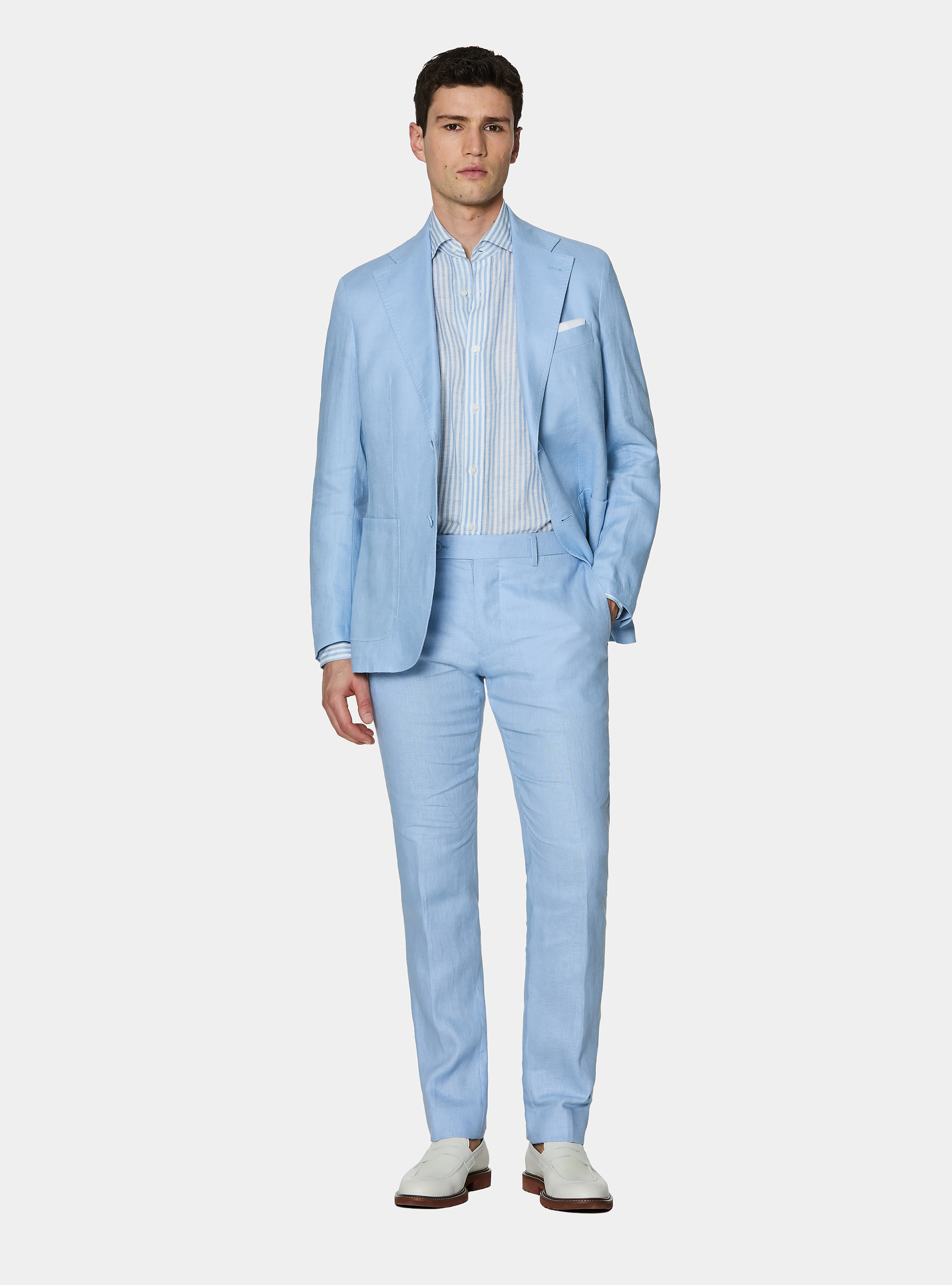 Anzugjacke aus reinem Leinen, 0266C AZZURRO