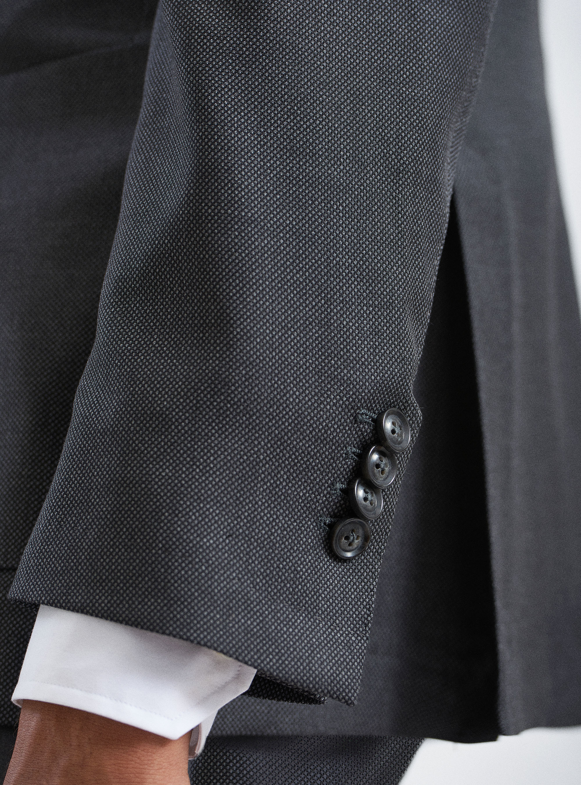 Suit blazer in 110's superfine partridge eye wool, ASPHALT GREY
