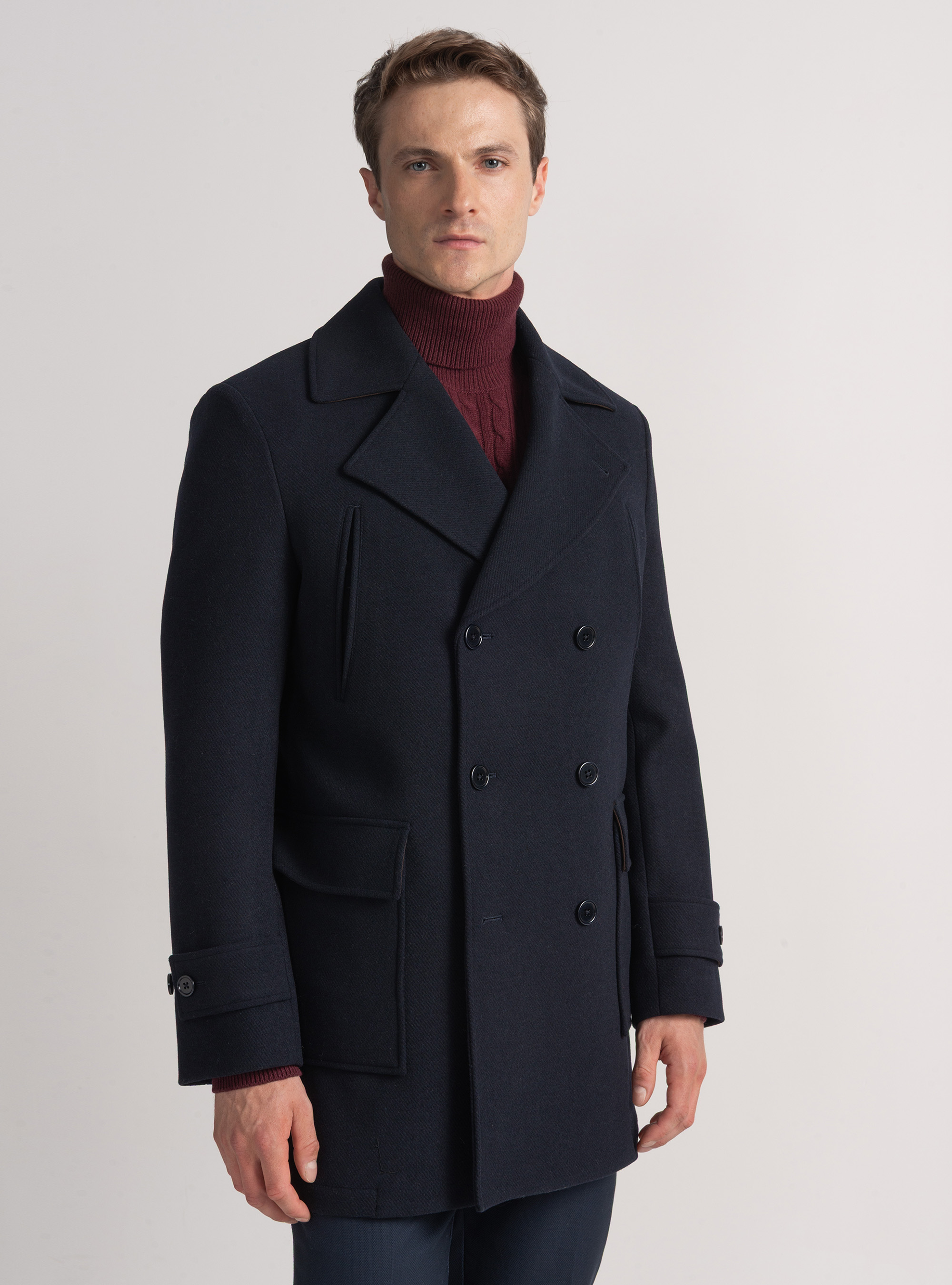 Peacoat in misto lana con tasche a toppa