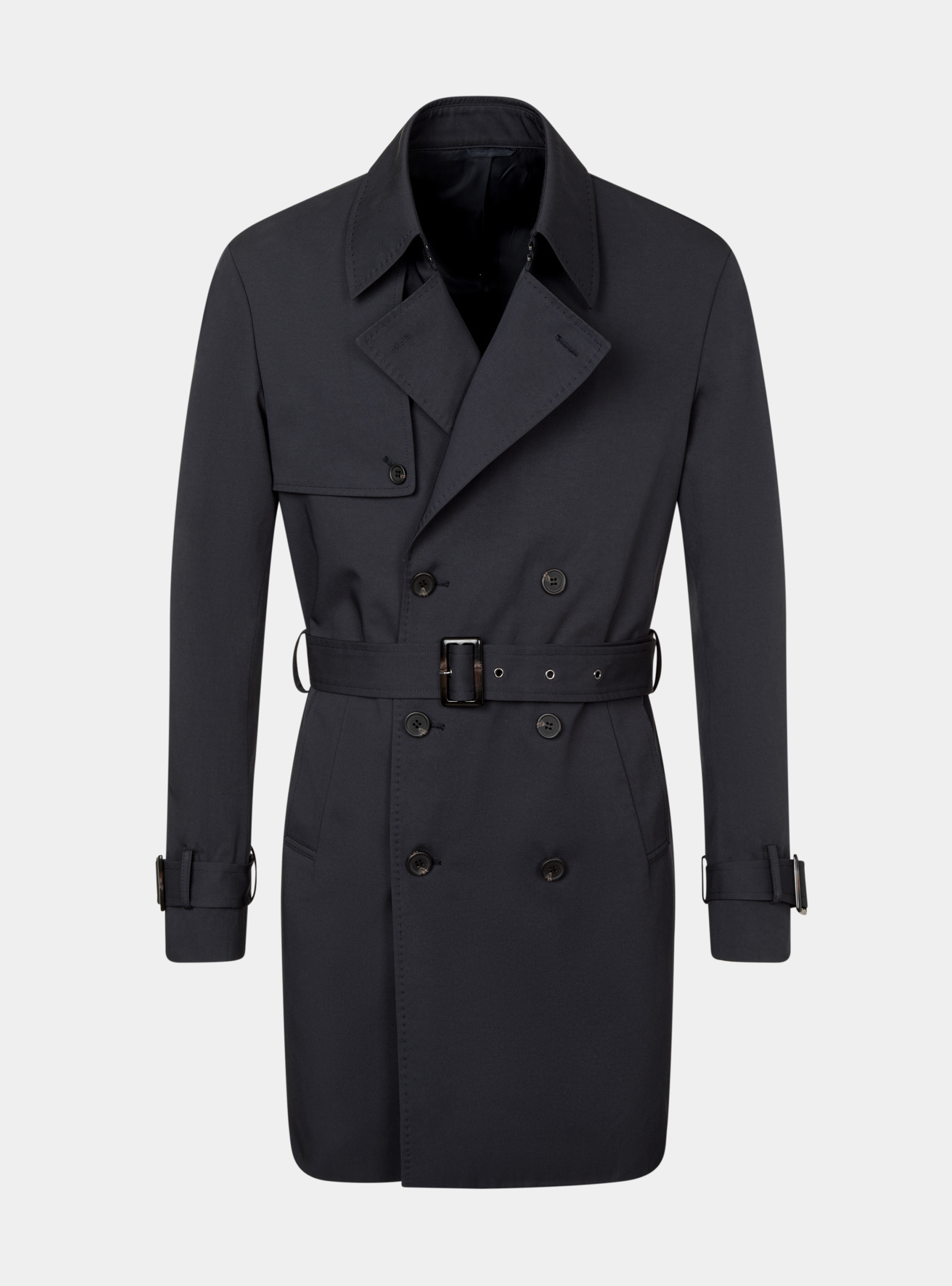 Trench doppiopetto in twill, BLU NAVY