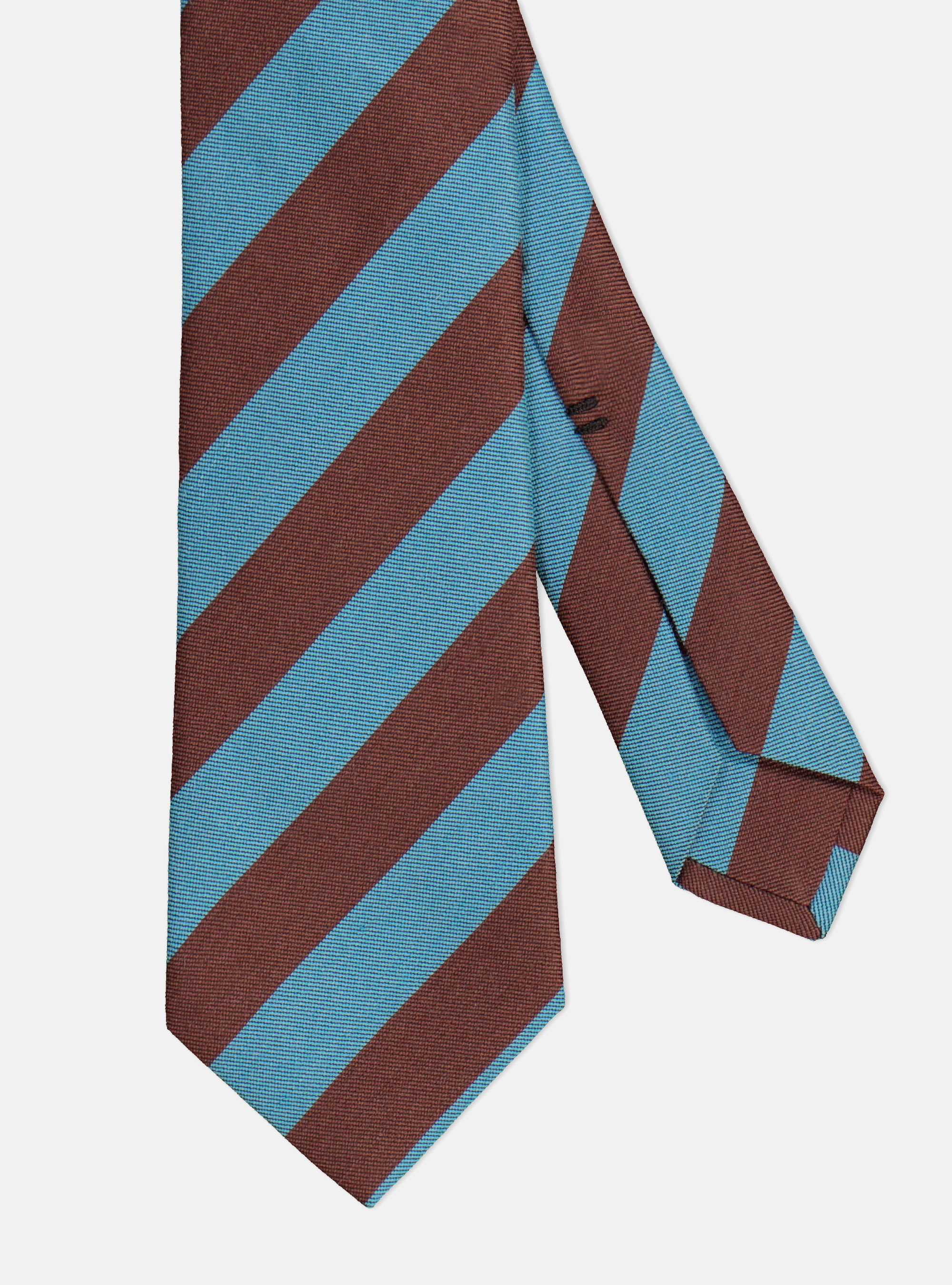 Cravatta 5 pieghe in lana e seta con righe, MARRONE