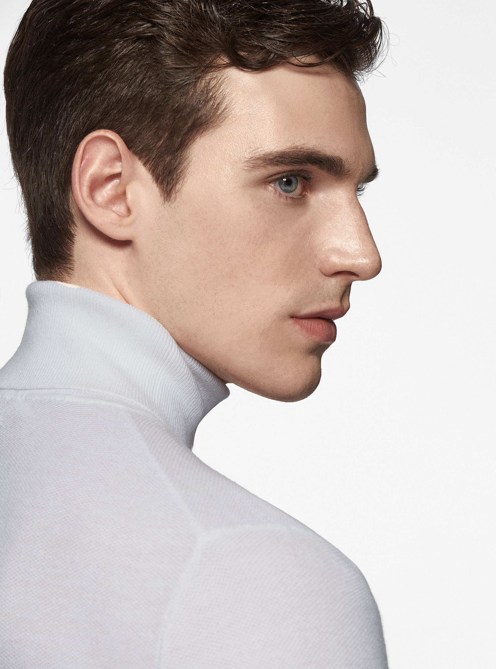 Cotton cashmere honeycomb turtleneck, WHITE