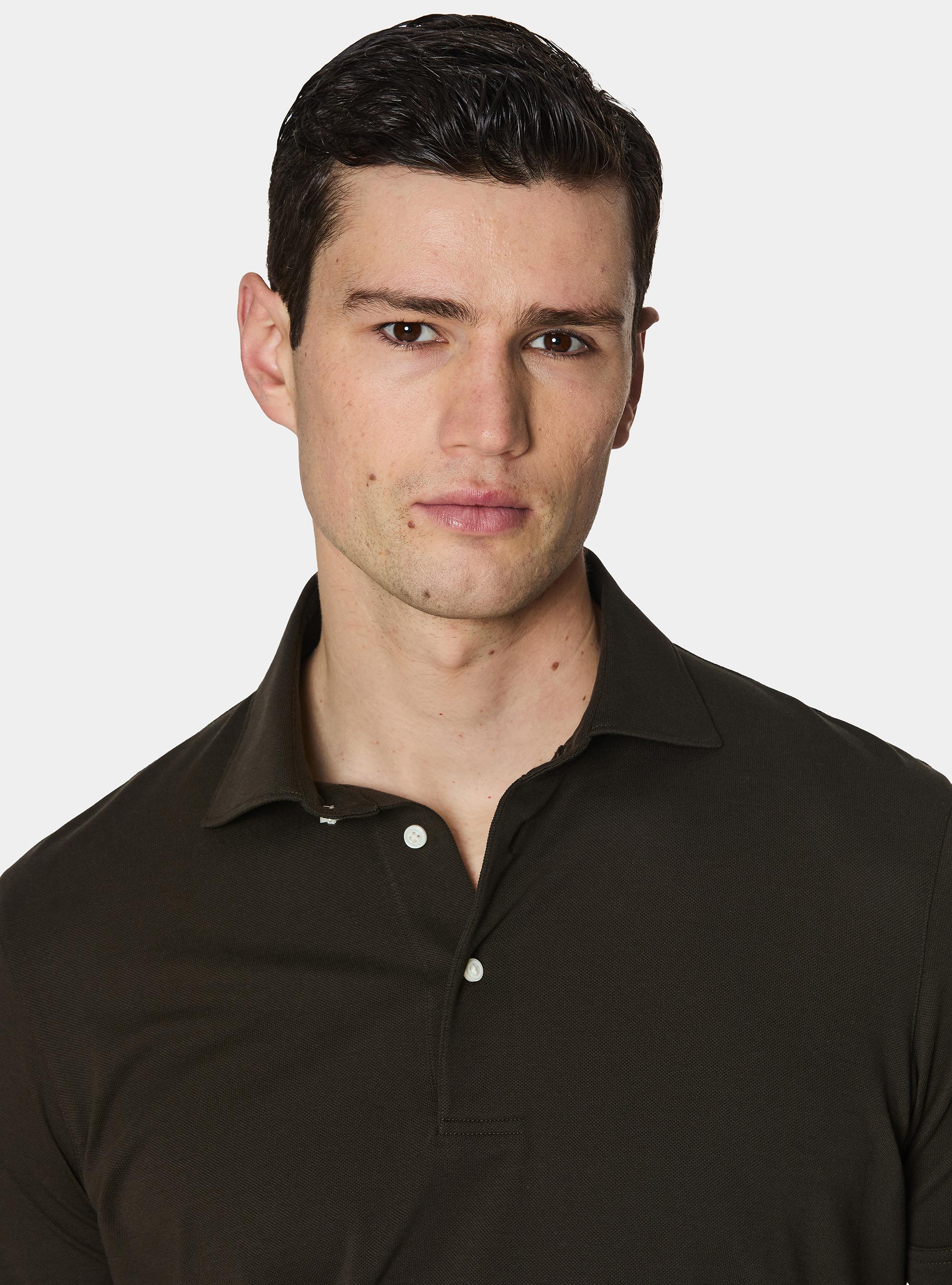 GT01 stretch pique polo shirt, BROWN