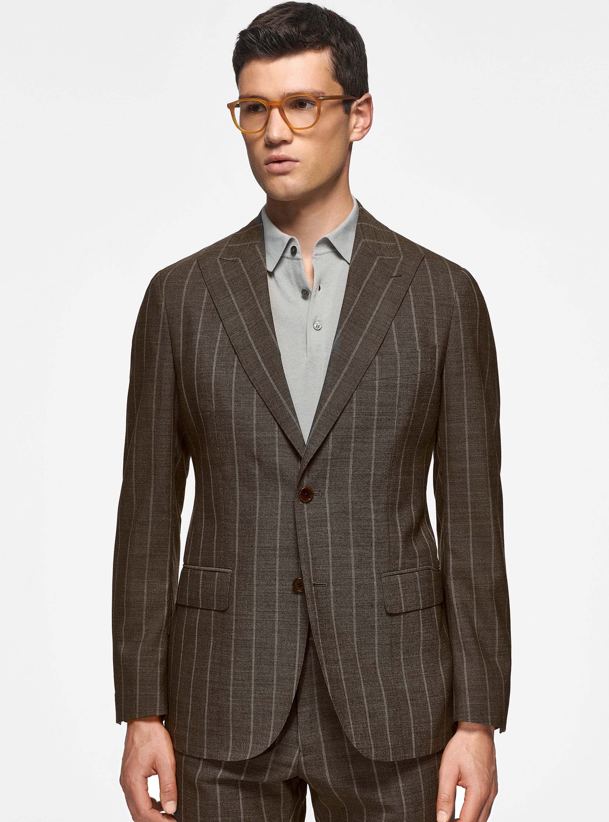 Veste à rayures en pure laine, BOUE