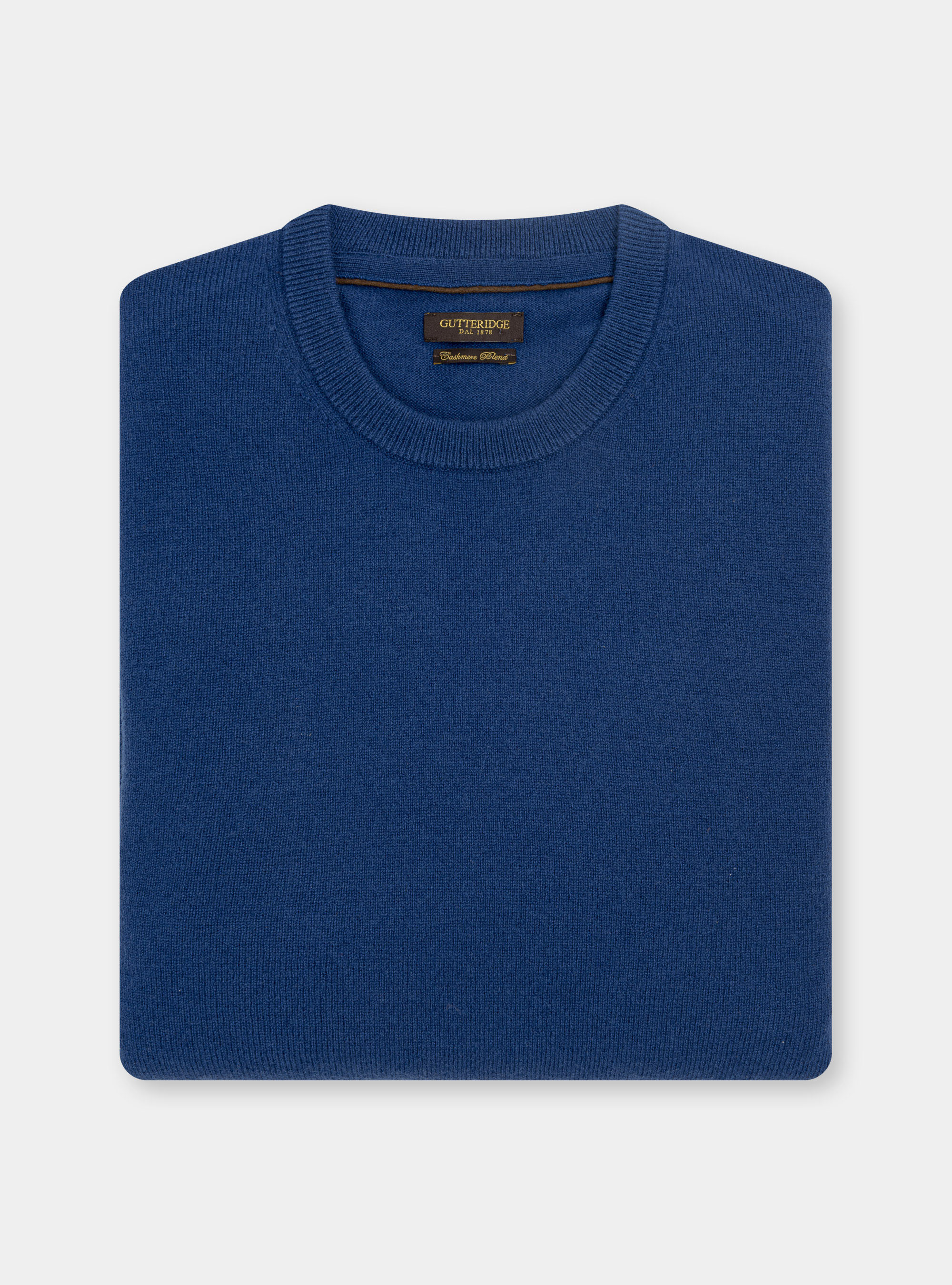 Maglia girocollo in lana lambswool e cashmere, INCHIOSTRO