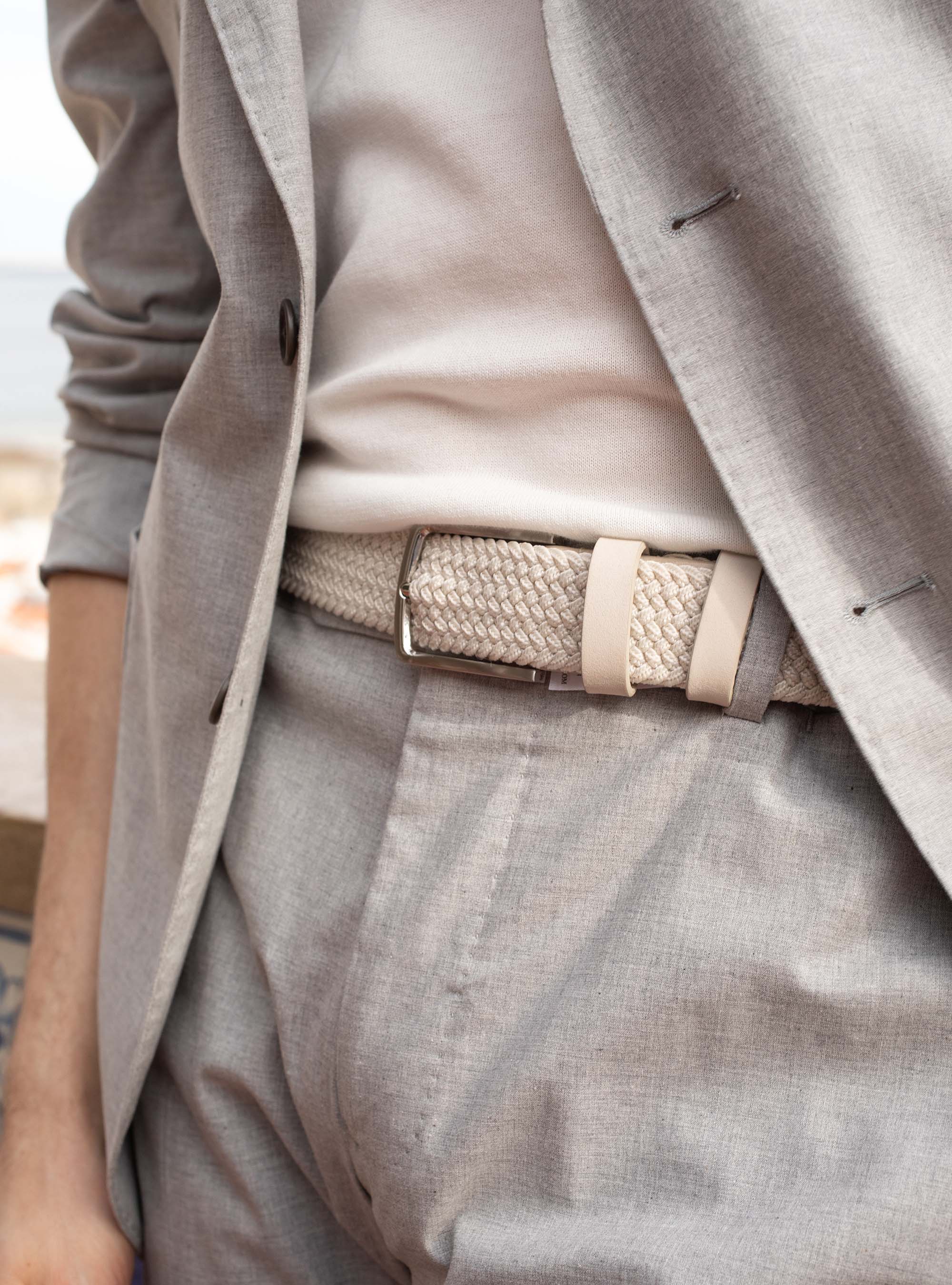 Solid-coloured elastic belt, WHITE