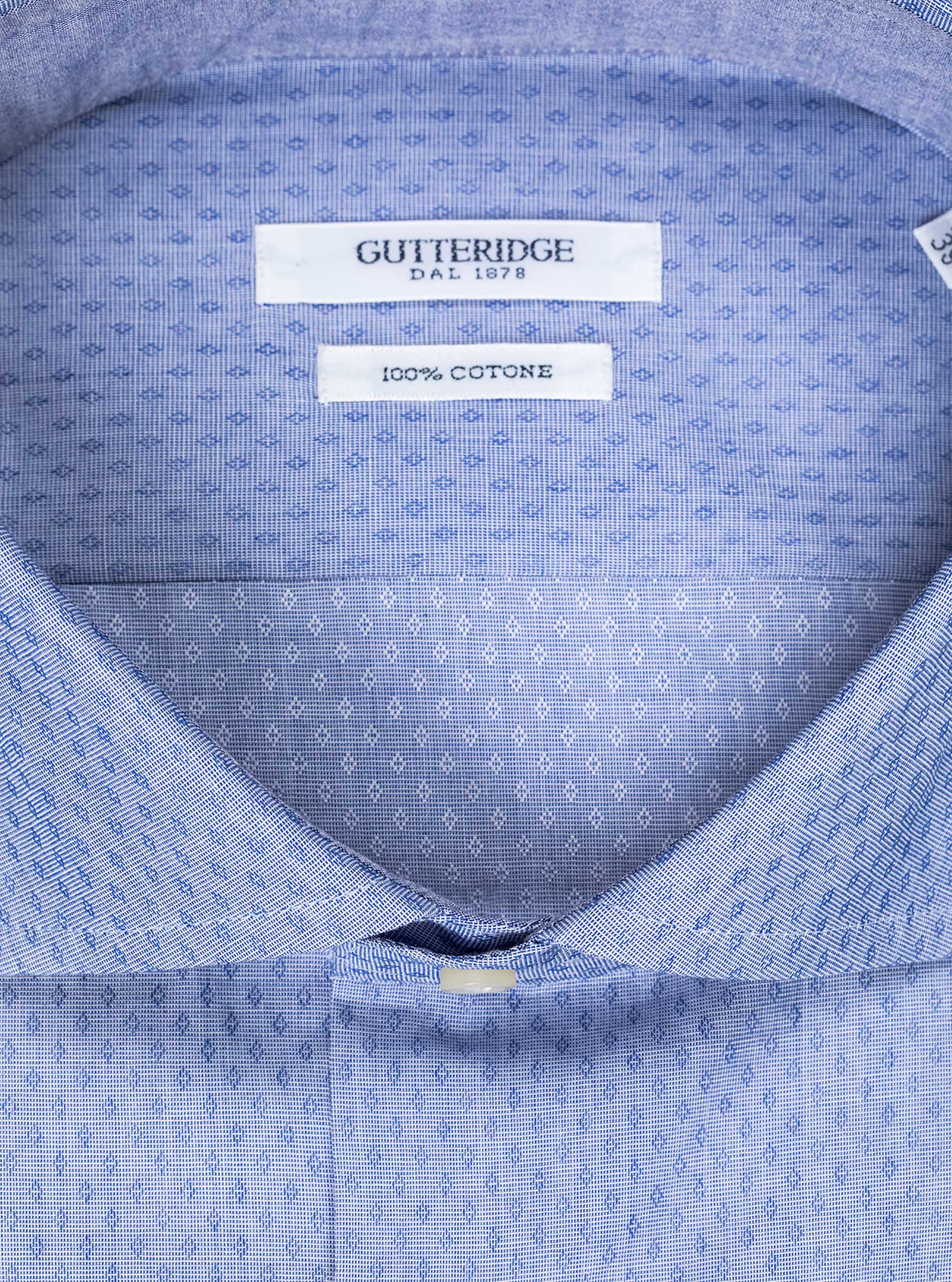 Chemise &agrave; col fran&ccedil;ais en coton fil coup&eacute;, BLEU CIEL