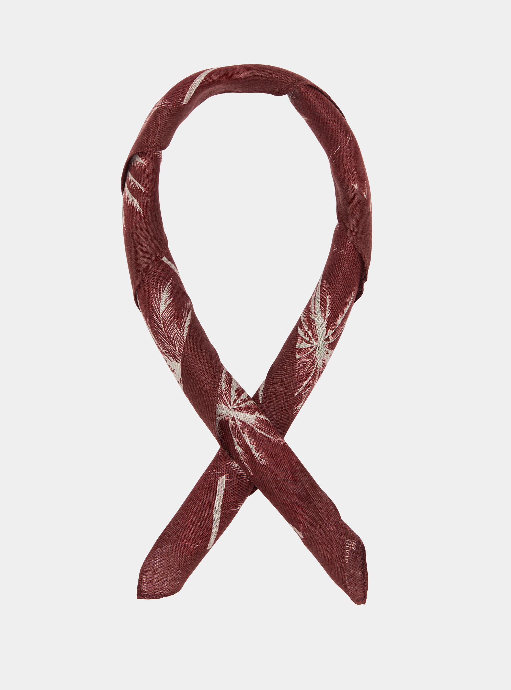 Foulard stampato con palme in lino, TERRE CUITE