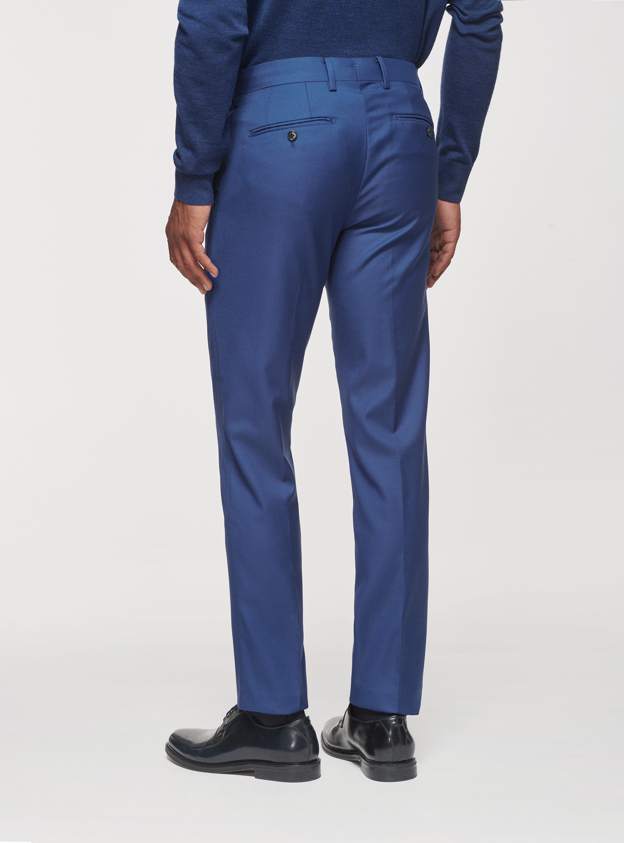 Pantaloni in pura lana superfine 110's, BLU ROYAL