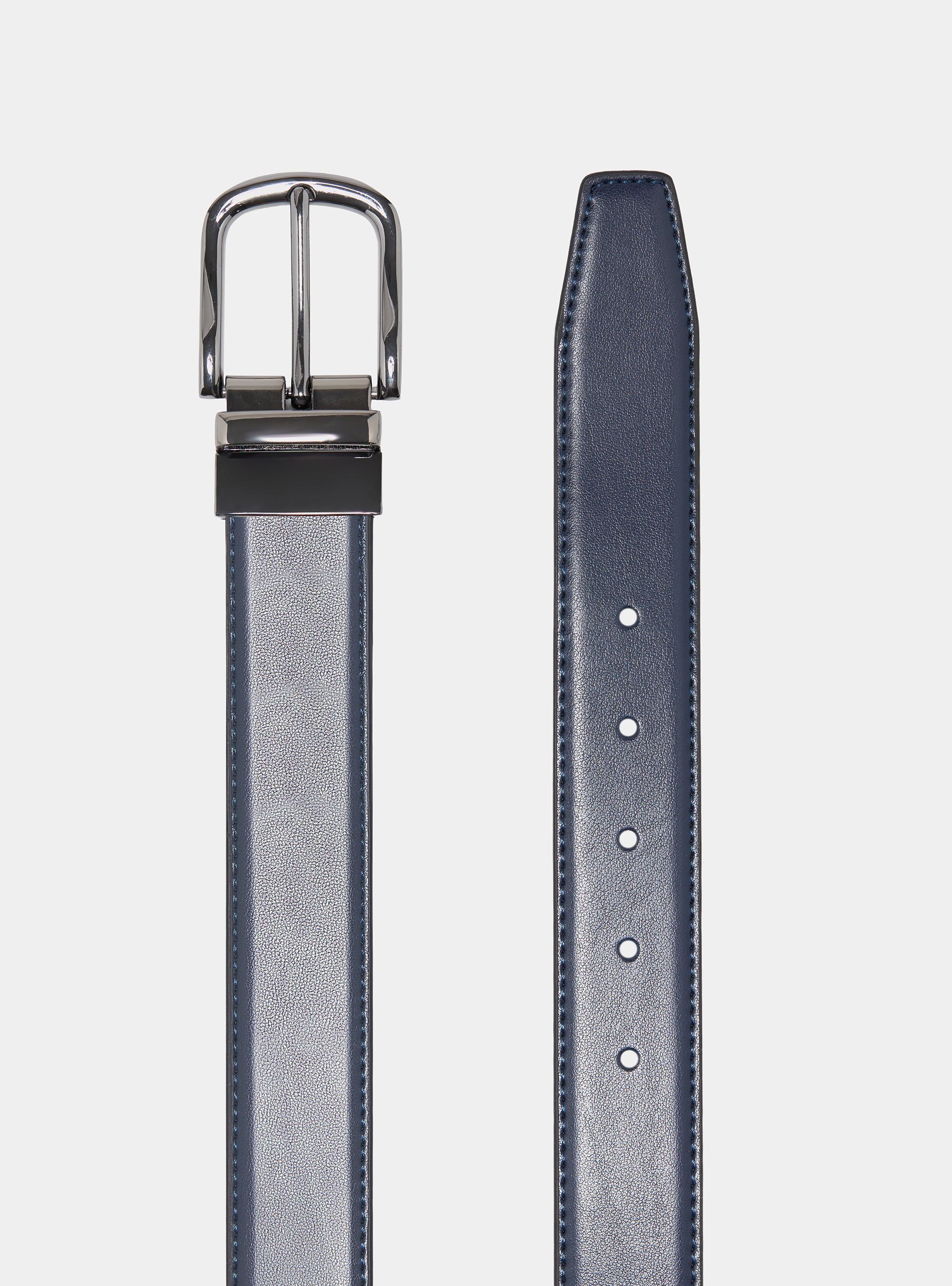 Reversible leather and suede belt, INK