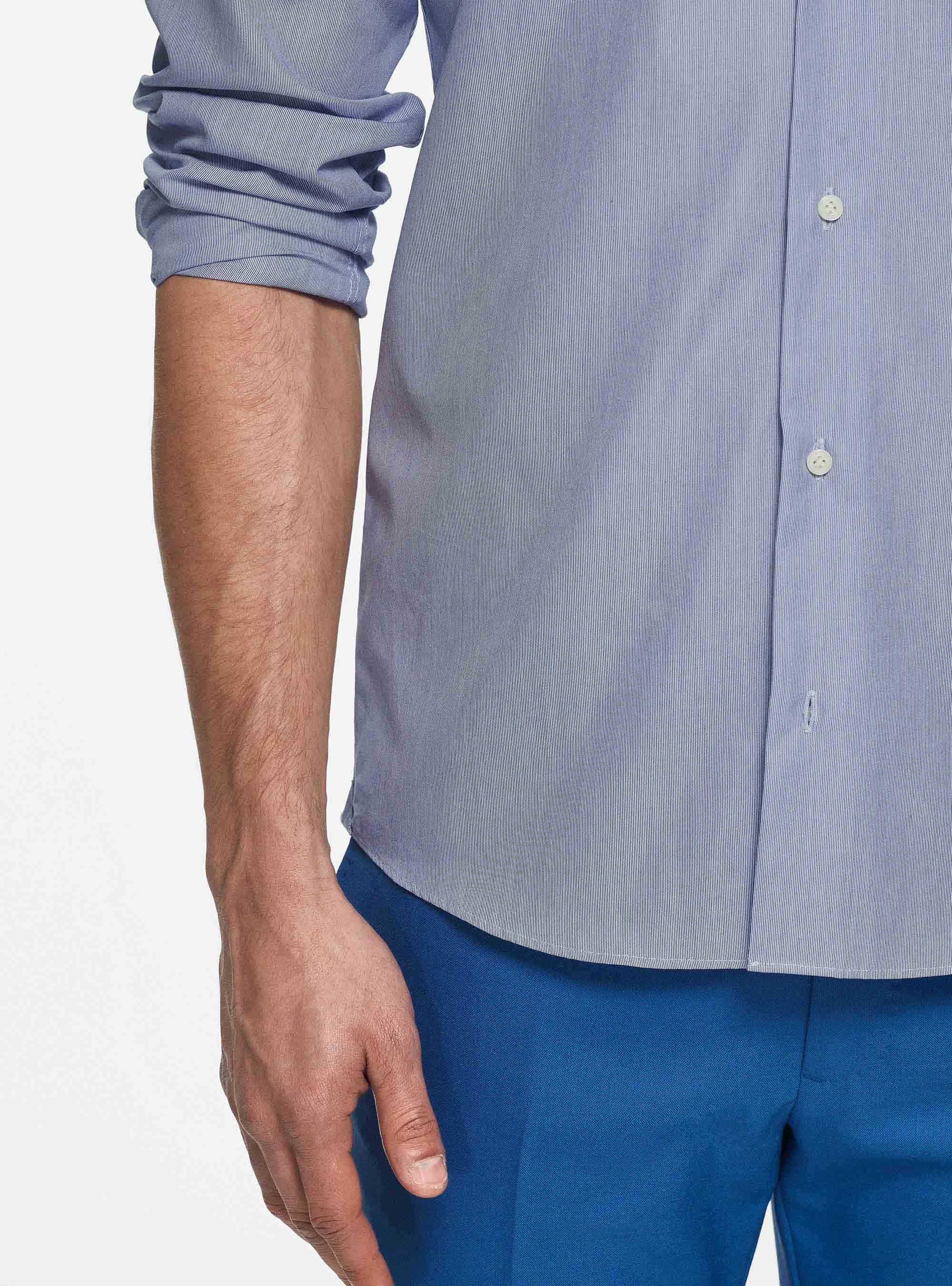 Camicia millerighe in cotone, BLU