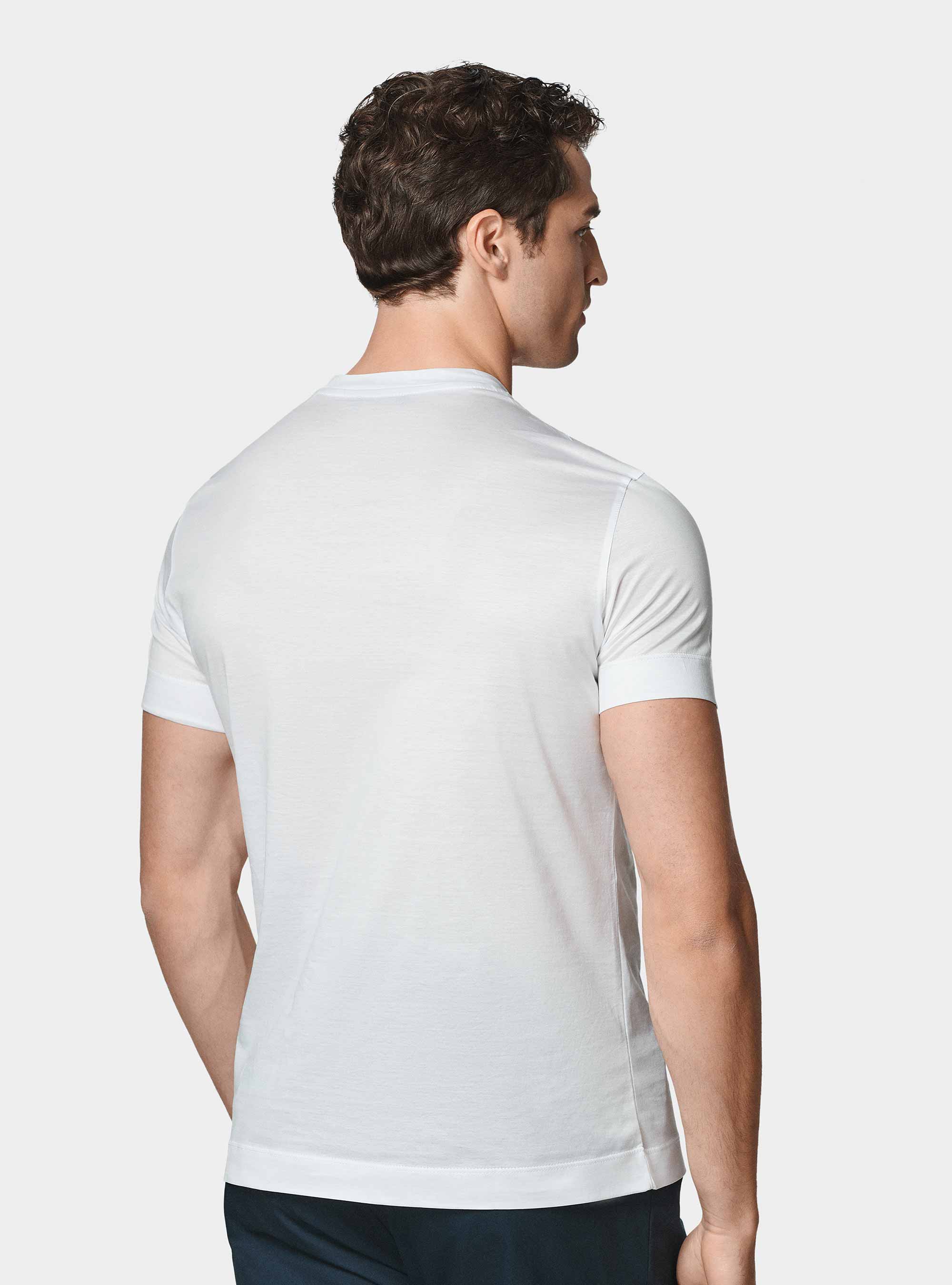 Camiseta de media manga de hilo Lisle, BLANCO