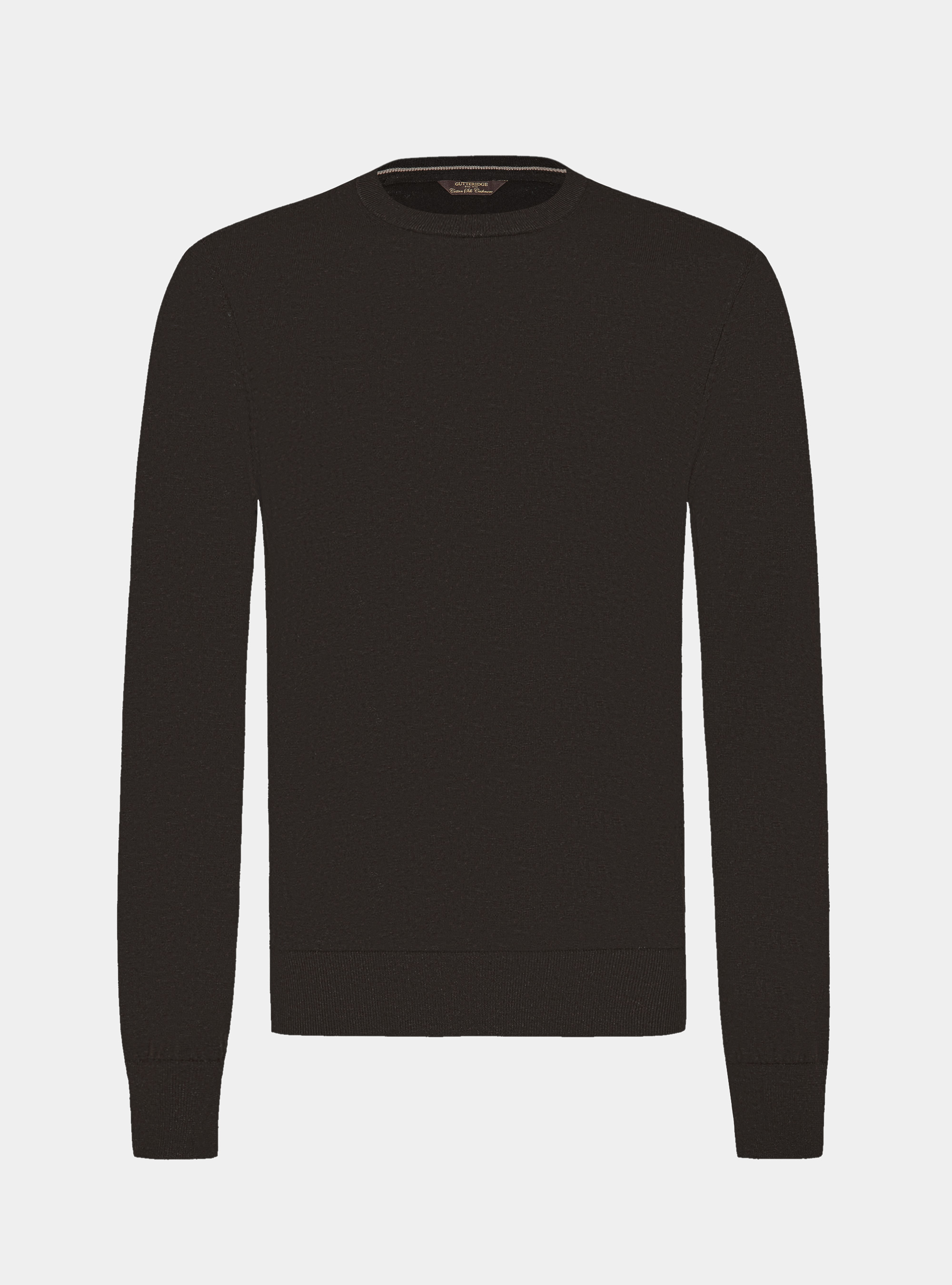 Maglia girocollo in cotone seta e cashmere, MARRONE