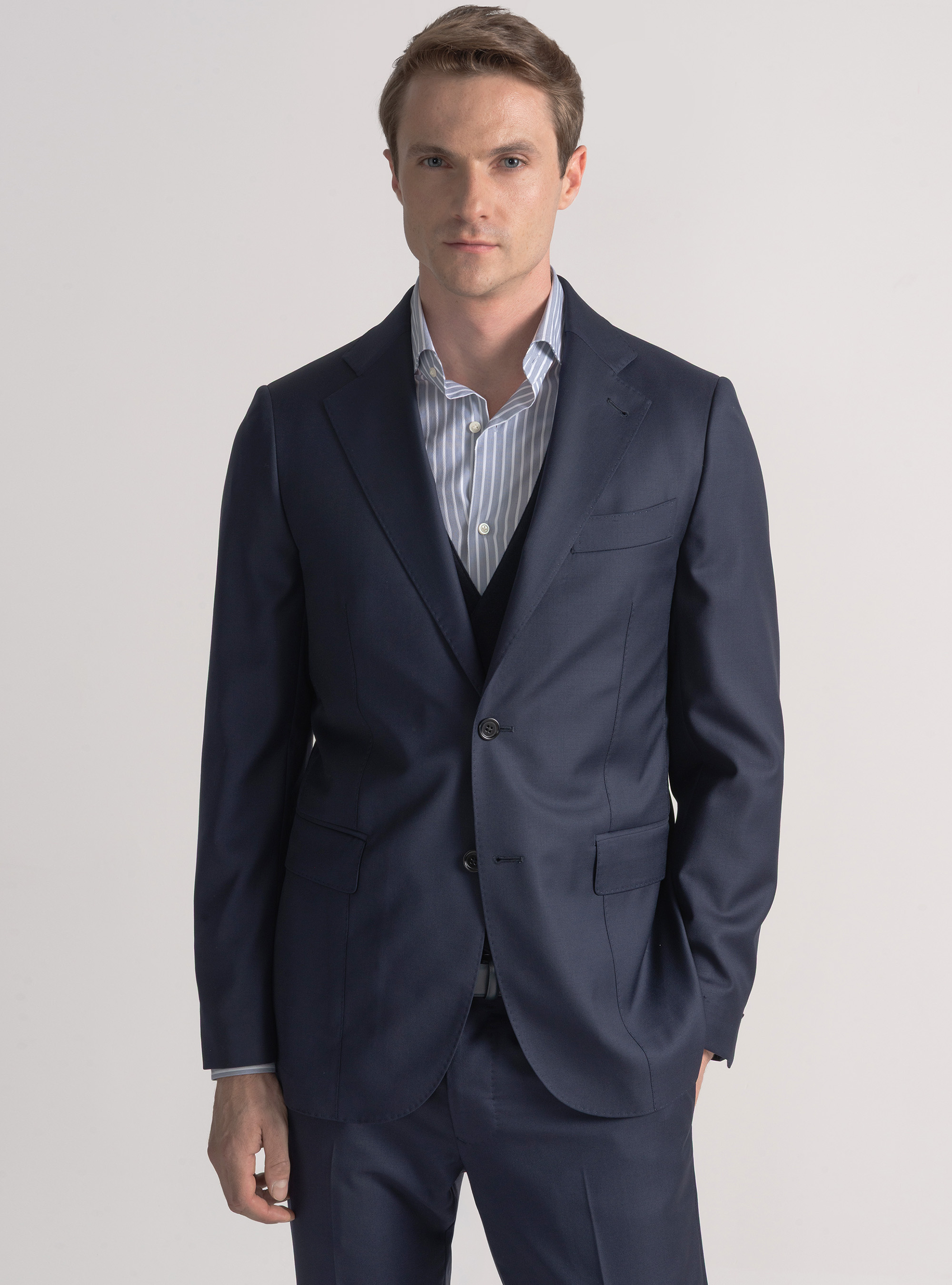 Americana de traje de pura lana Vitale Barberis Canonico, AZUL MARINO