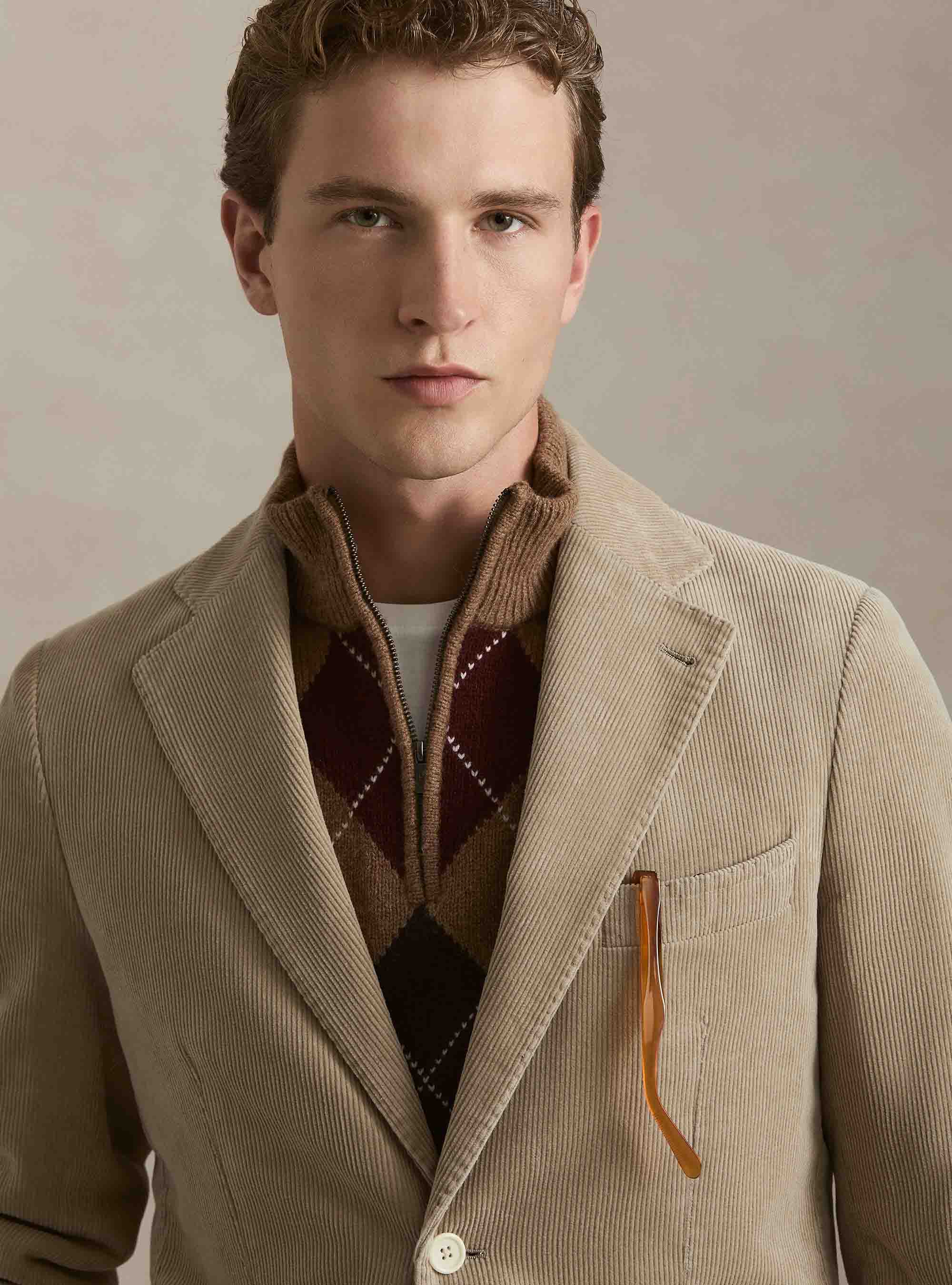 Cotton corduroy blazer, SAND