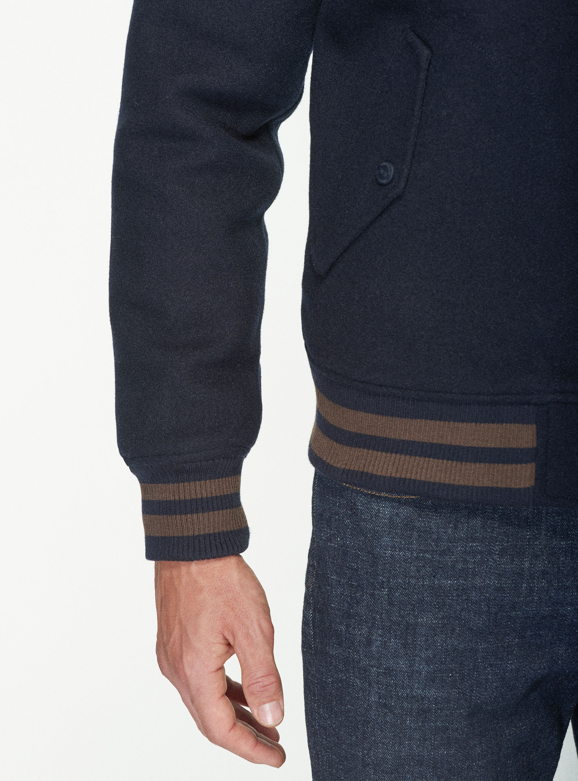 Bomber in panno con ricamo, BLU NAVY