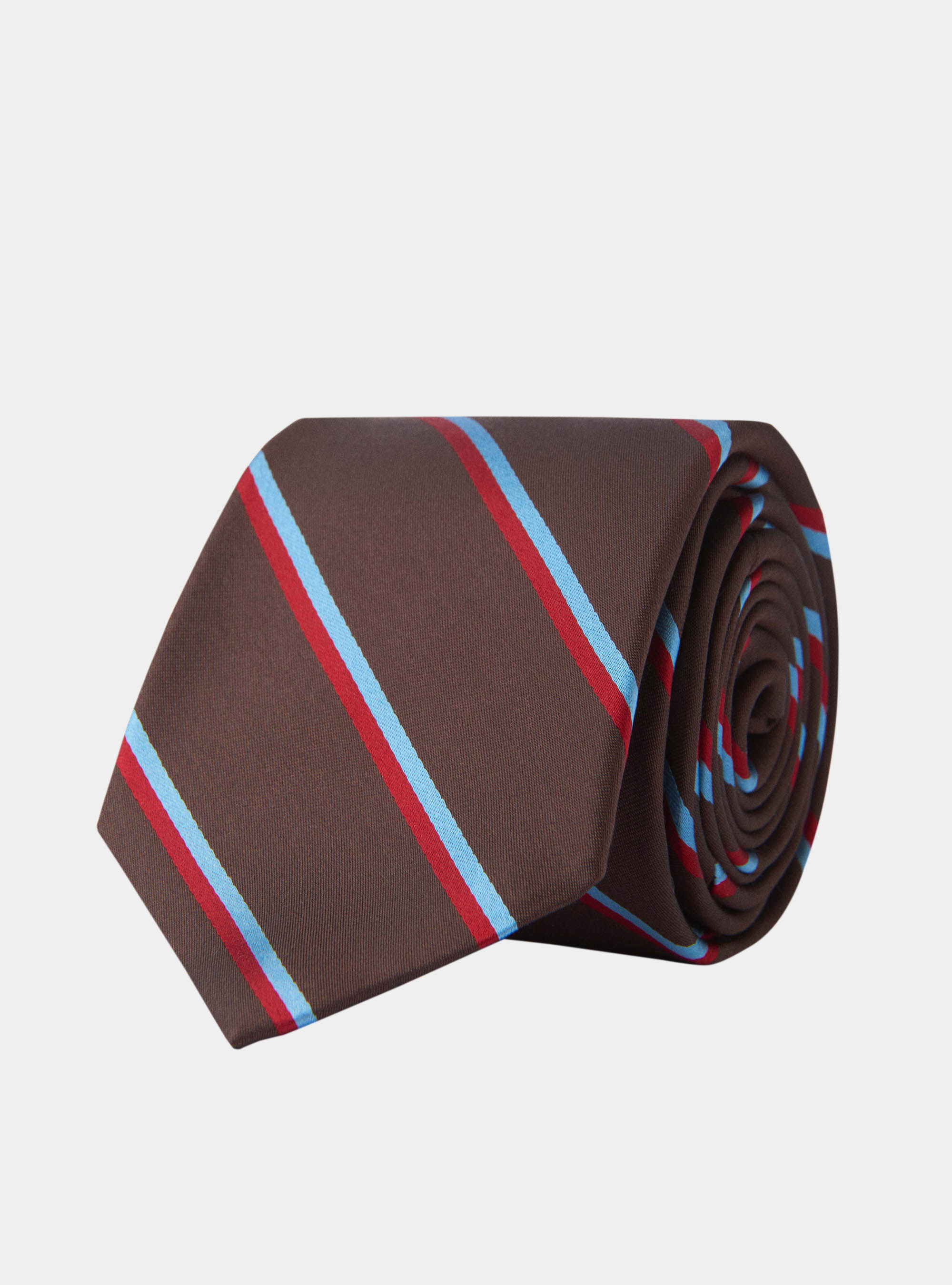 Striped silk tie, MARRONE 0516C