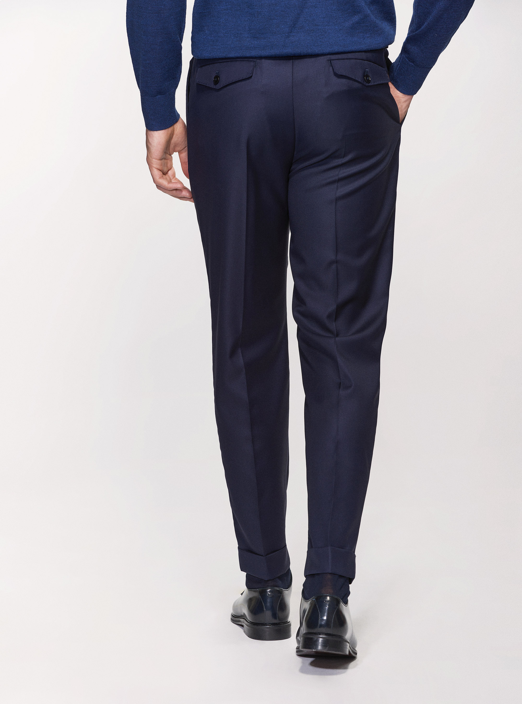 Pantaloni in pura lana superfine 110's Vitale Barberis Canonico, BLU NAVY