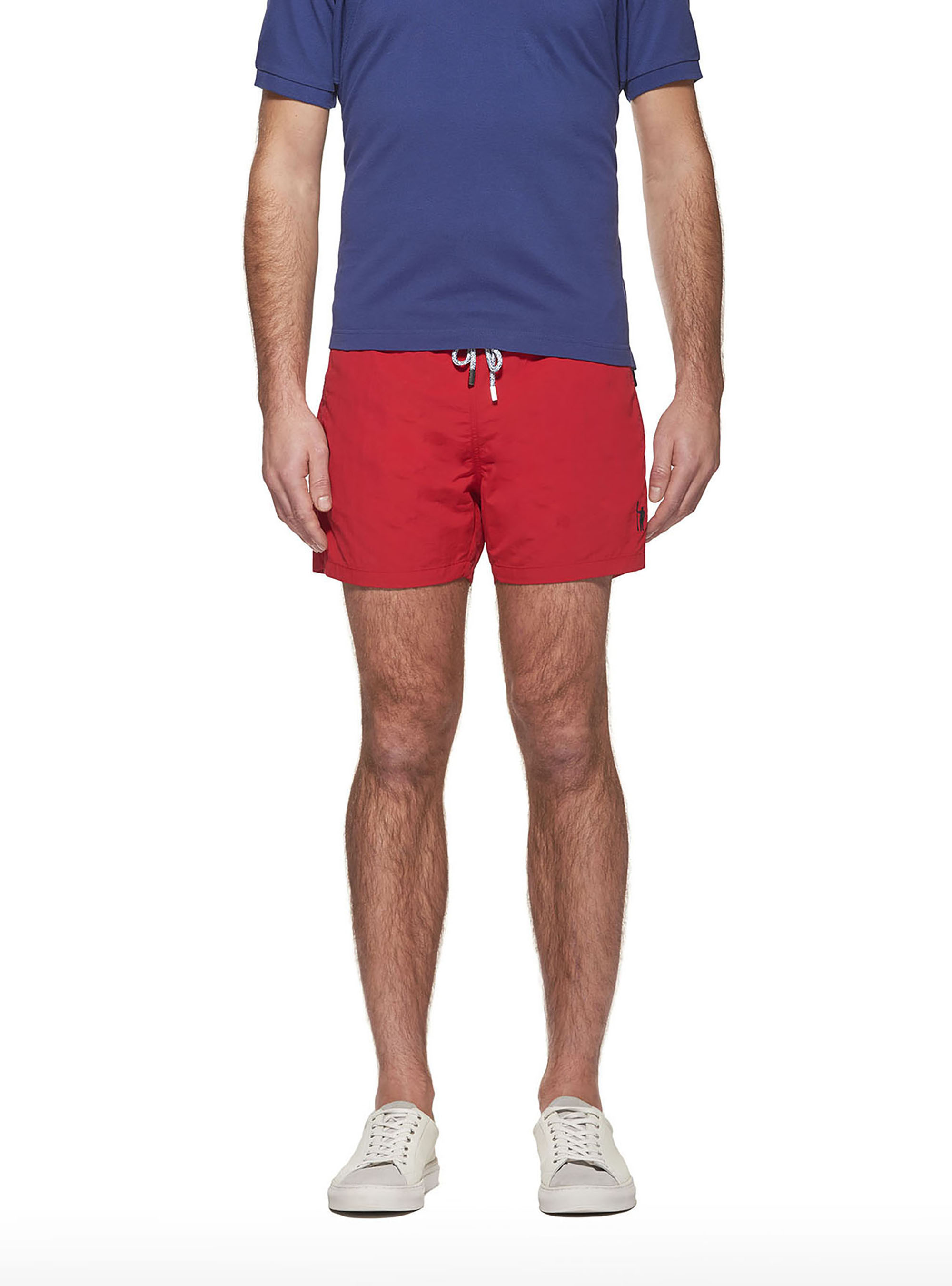 Basic plain colour swimsuit with embroidery, RED