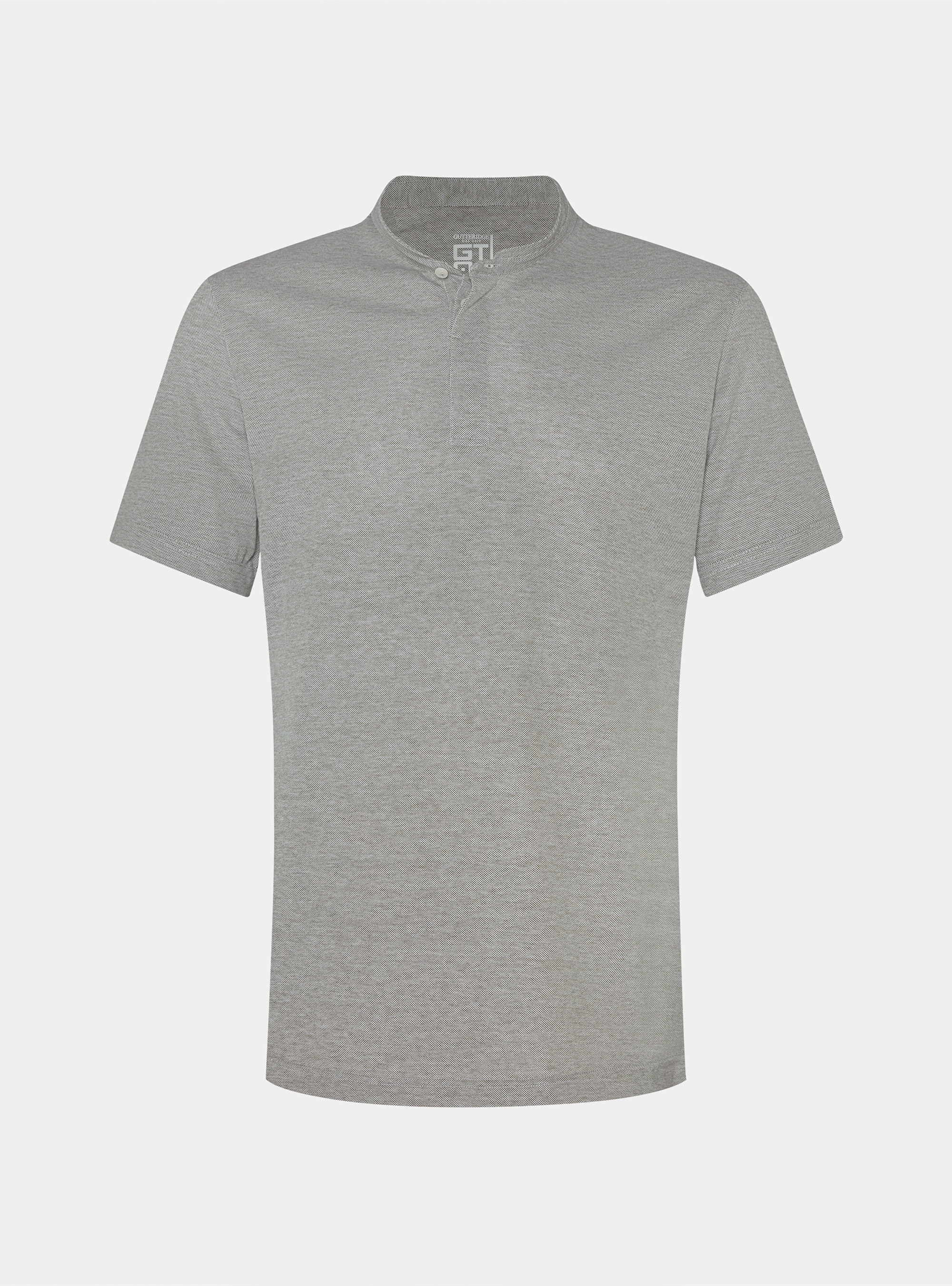 Polo shirt with Korean collar in stretch cotton blend, VERDE SALVIA 0604C