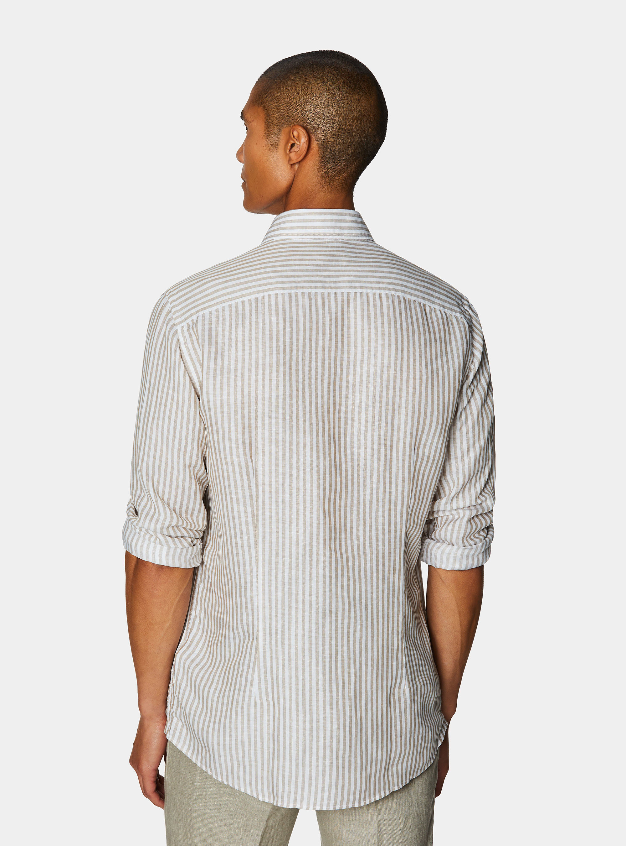 Camisa de rayas en mezcla de lino, ARENA