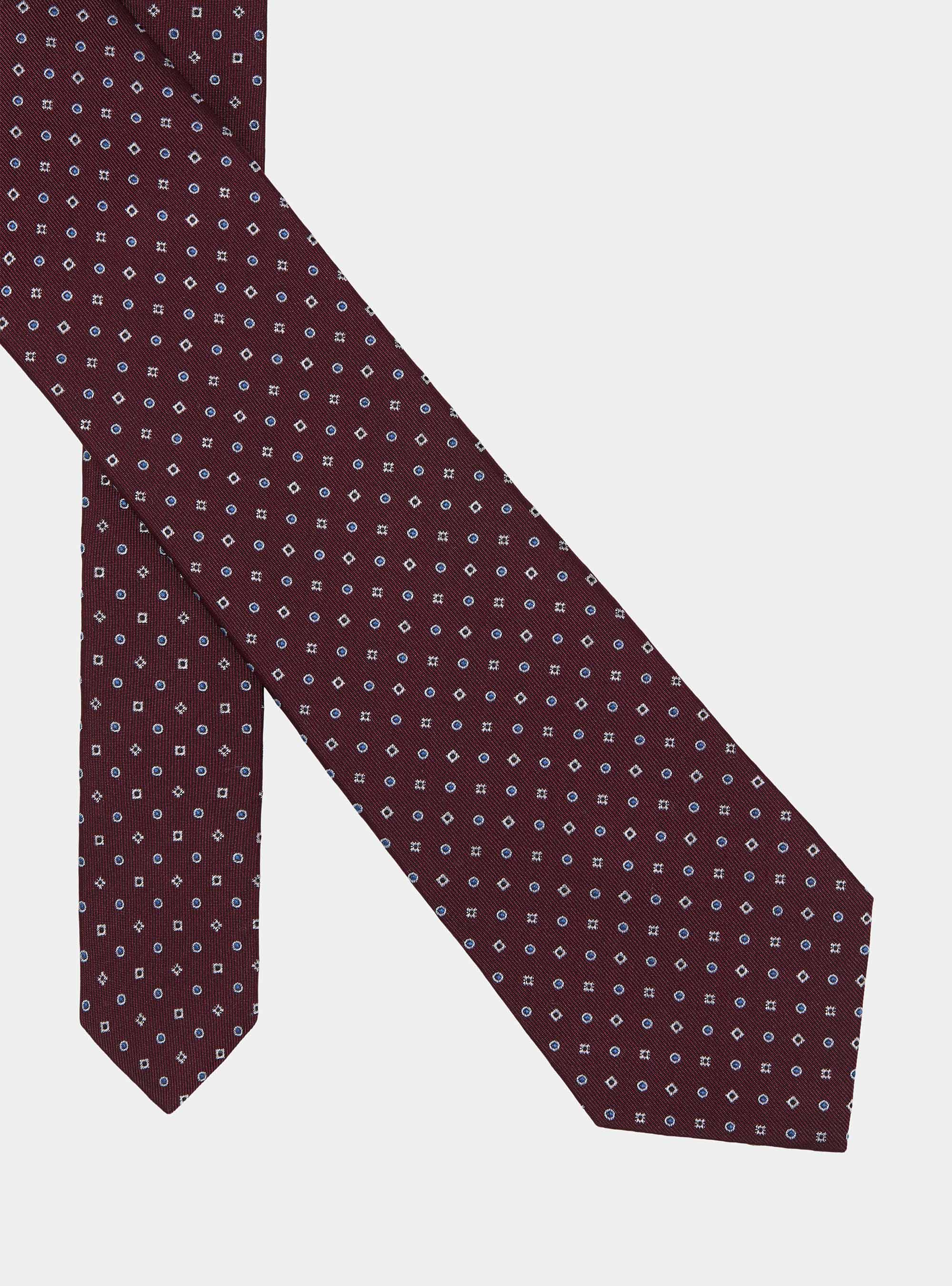Micro patterned silk twill tie, BORDEAUX