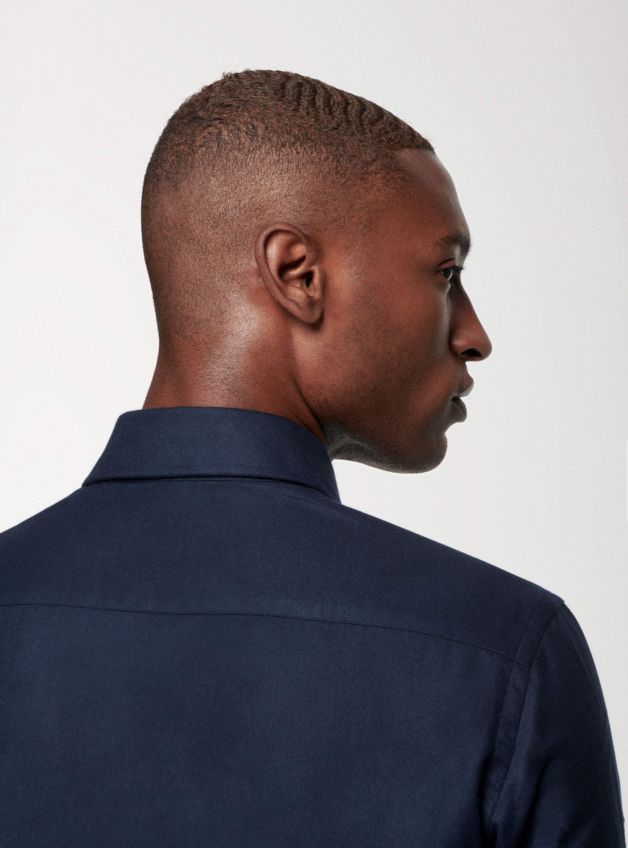 Camicia in flanella di cotone, BLU NAVY