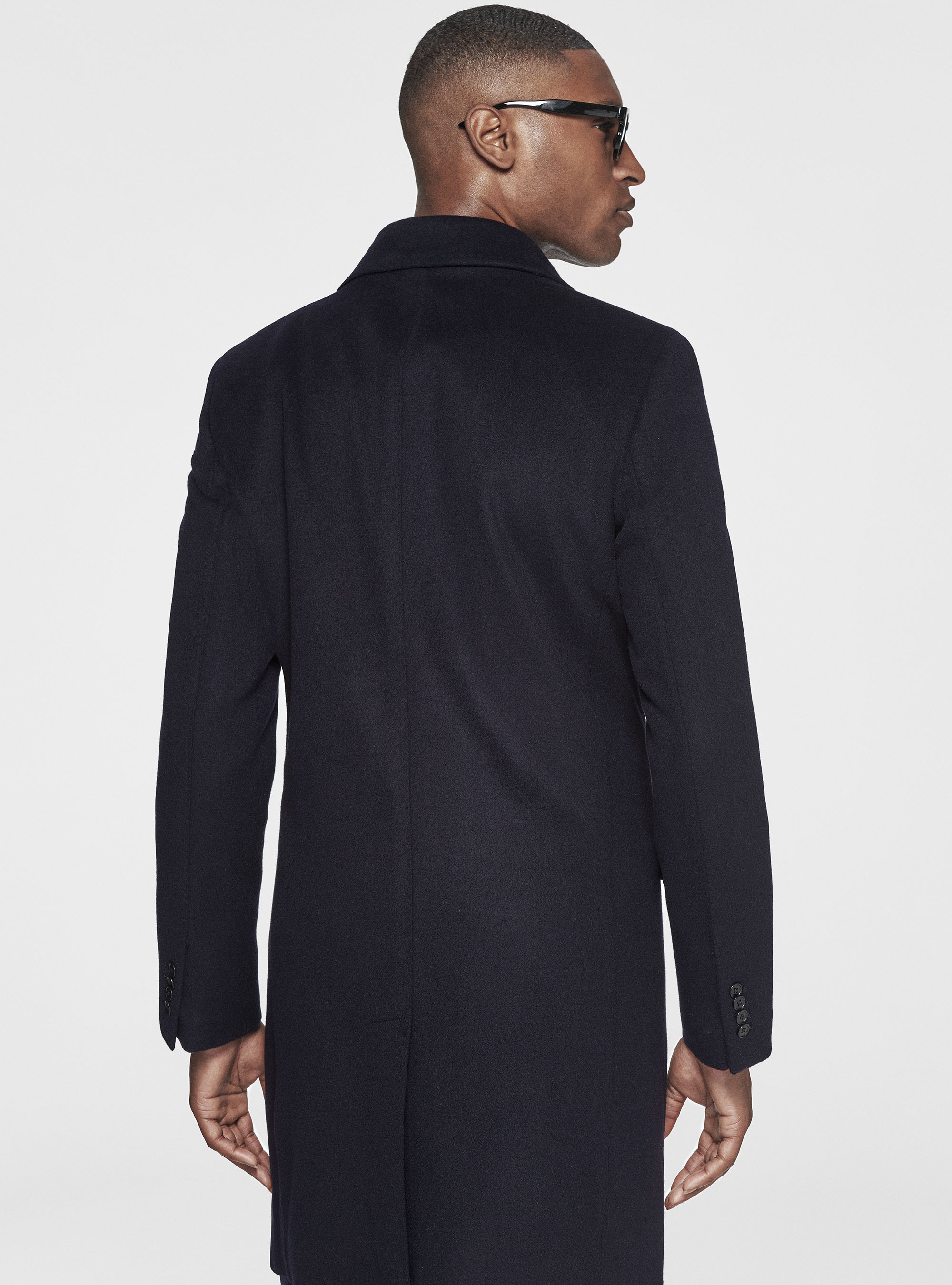 Wool and cashmere coat, NAVY BLUE