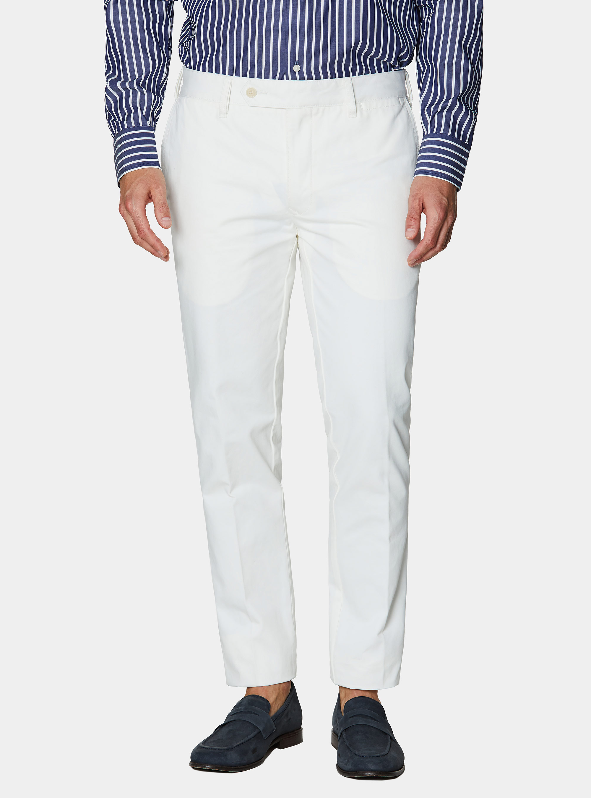 Cotton twill chino trousers, WHITE