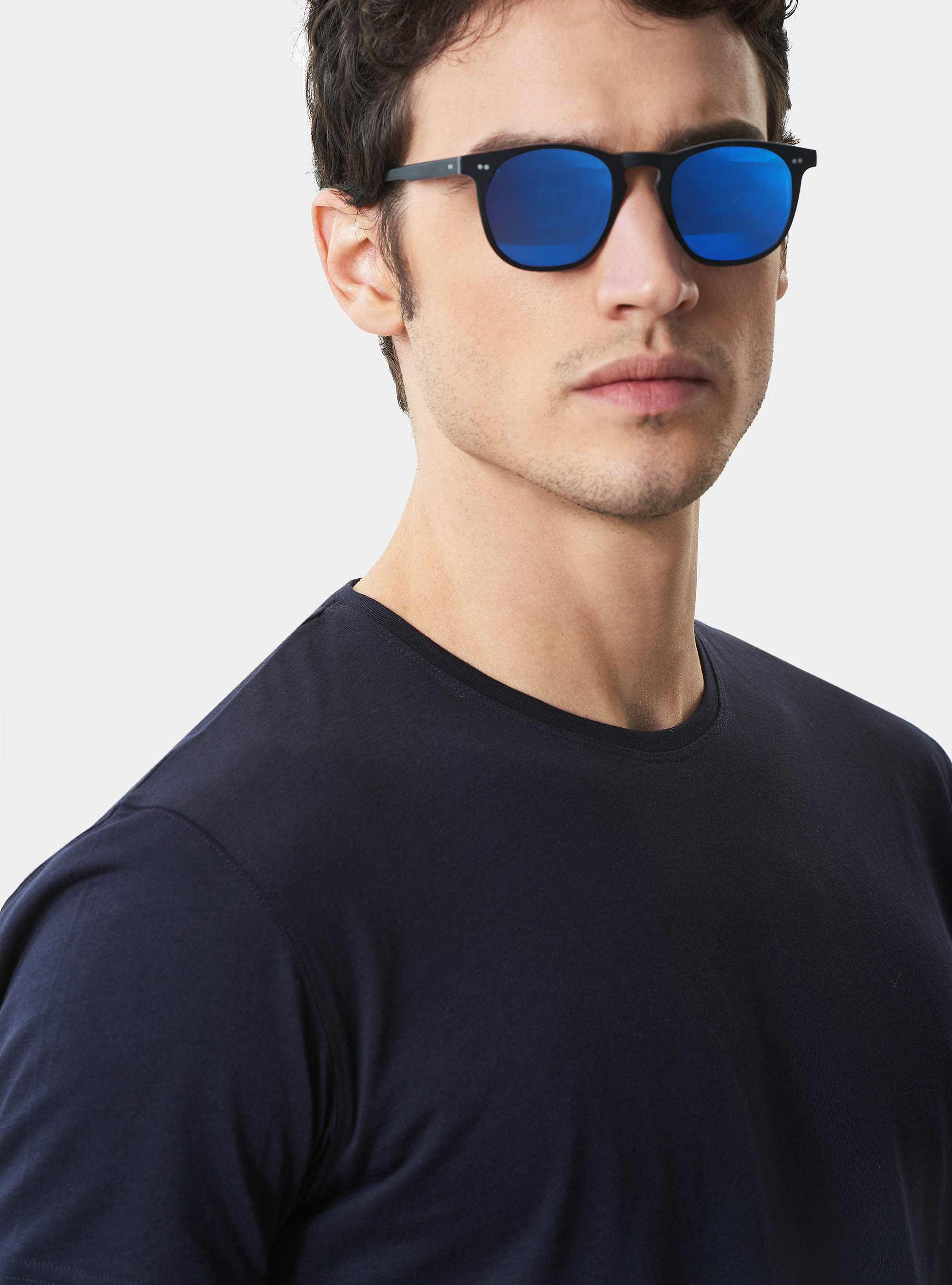 Maglietta mezza manica 100% cotone supima, BLU NAVY