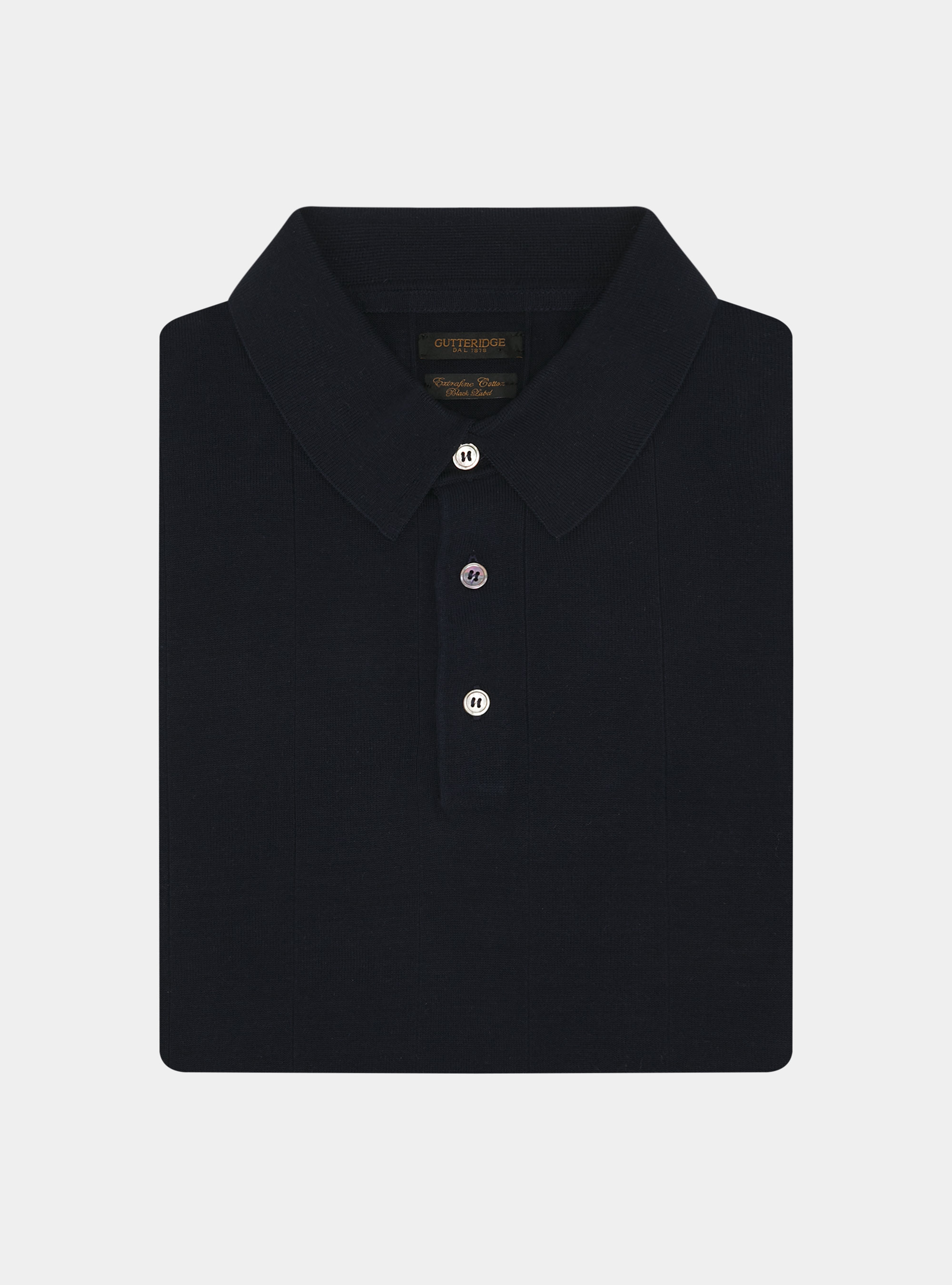 Long-sleeved knit polo shirt, NAVY BLUE