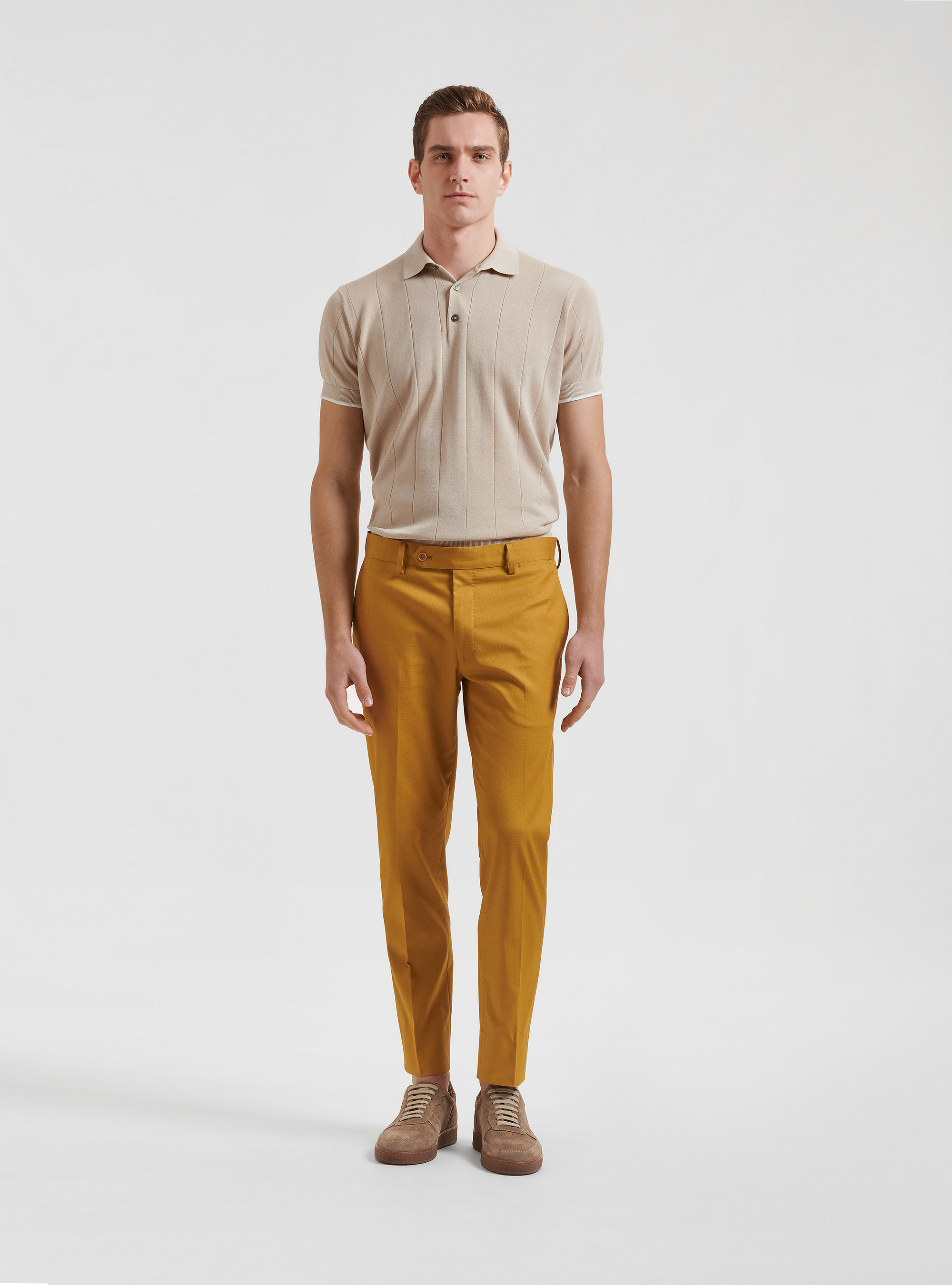 Pantaloni per abito in cotone armaturato, 0711C OCRA