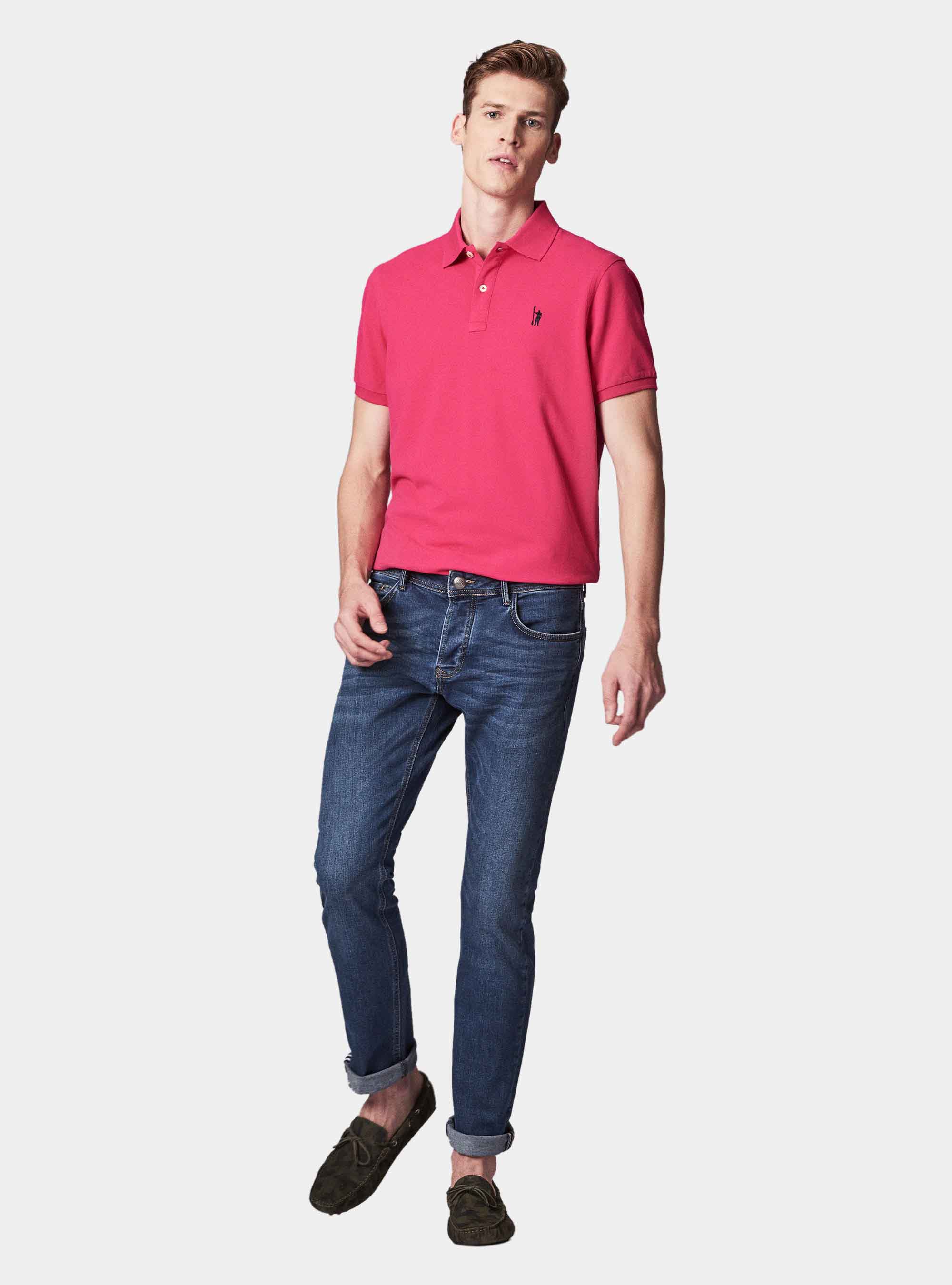 Polo basica in piquet, FUCSIA