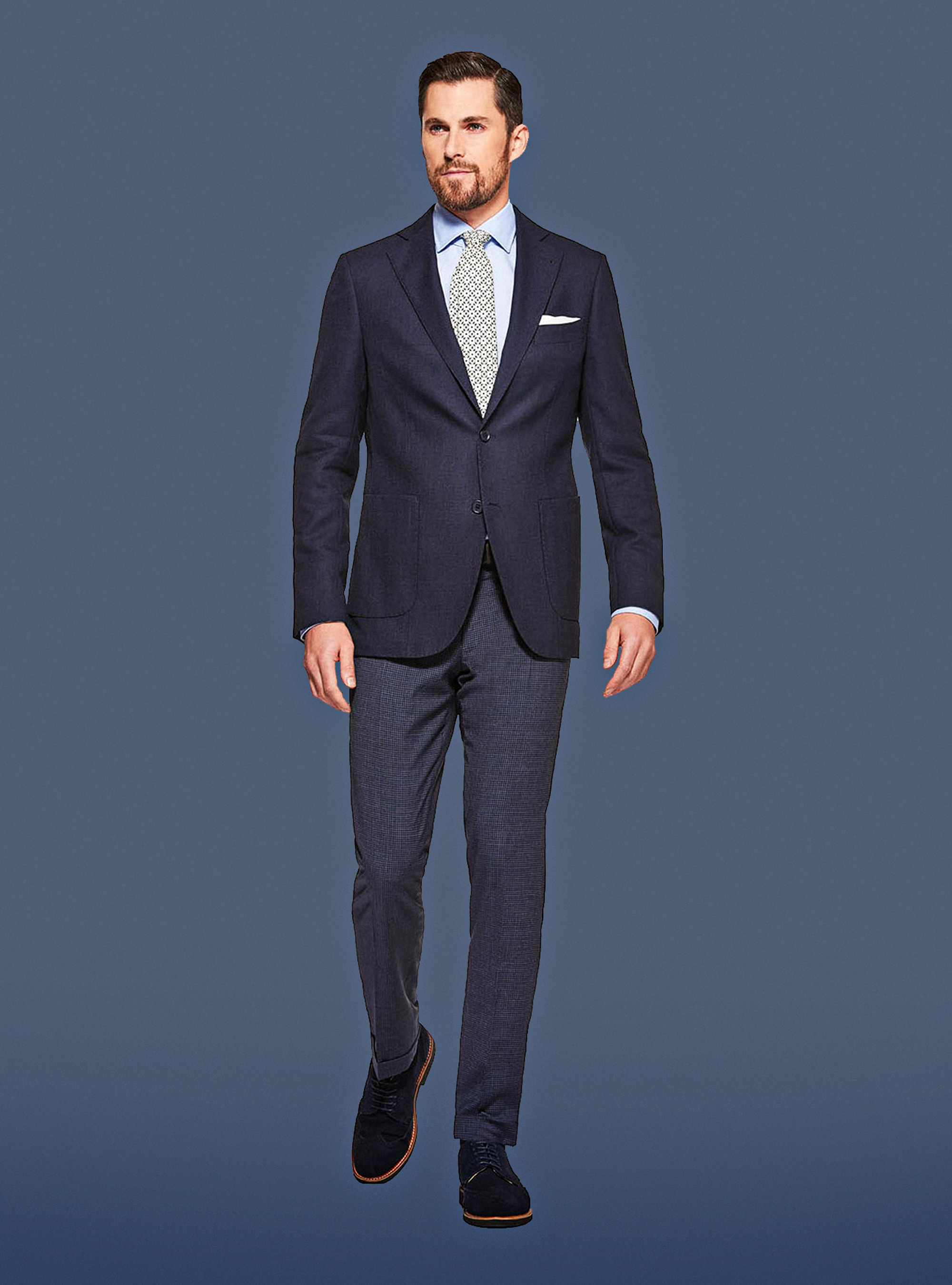 Jacket in cool wool, NAVY BLUE