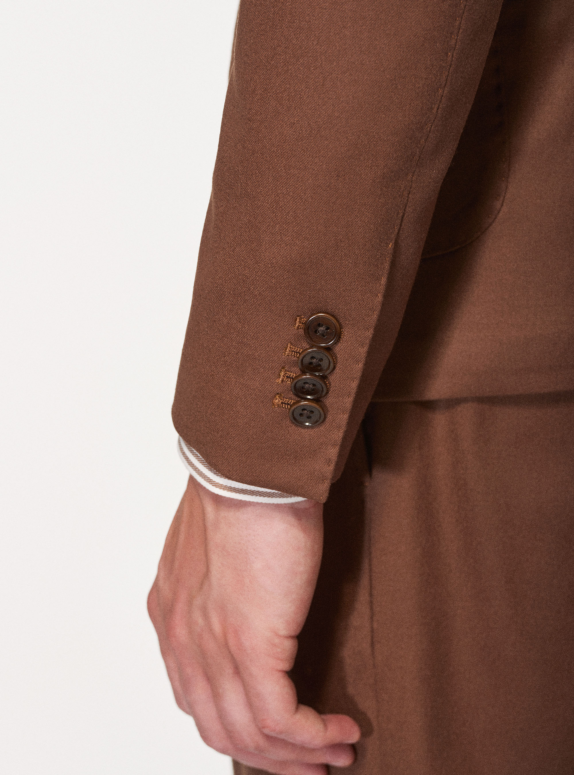 Giacca doppiopetto in flanella di lana, TABACCO