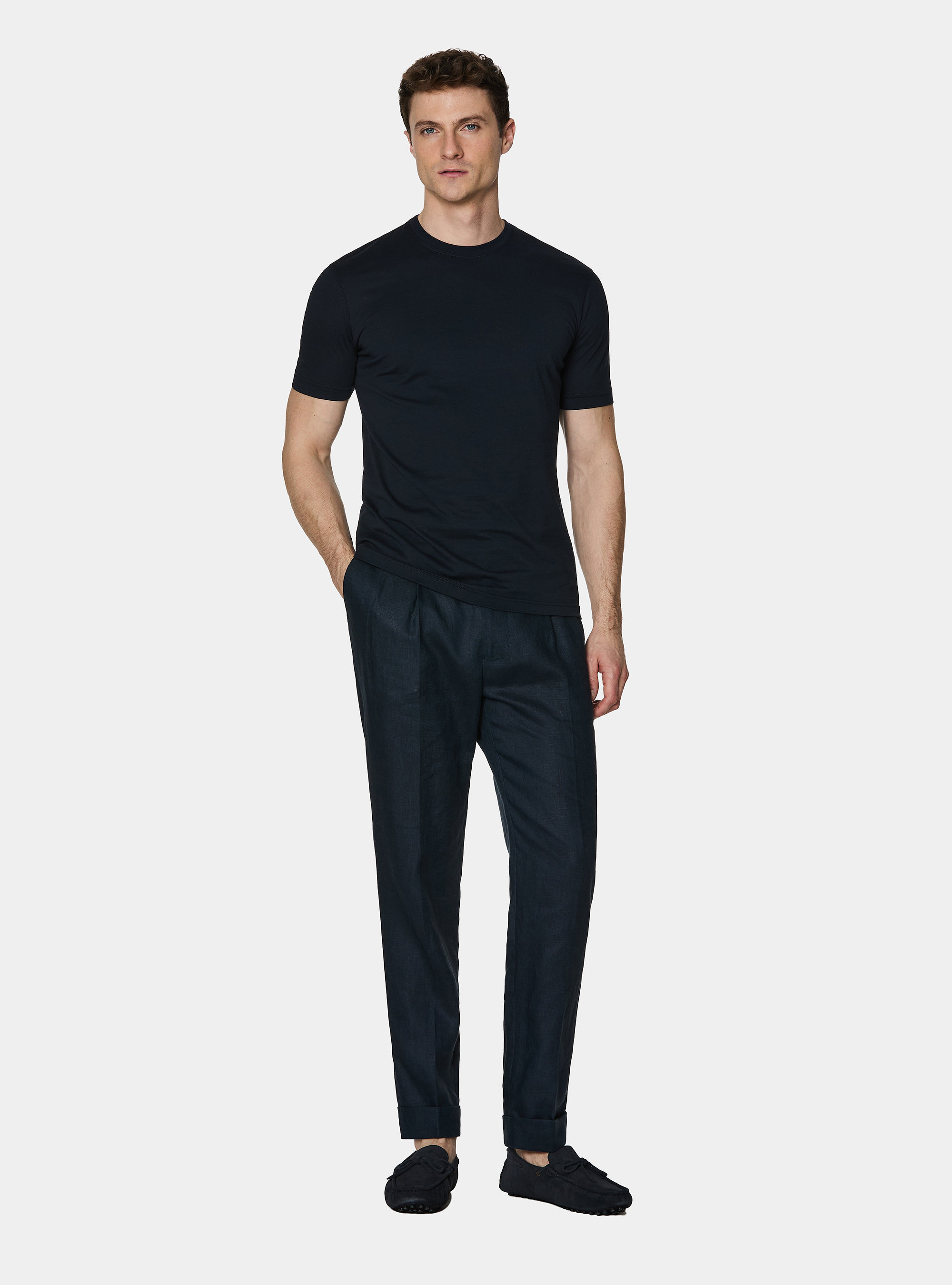 T-shirt mezza manica in cotone Supima, BLU NAVY