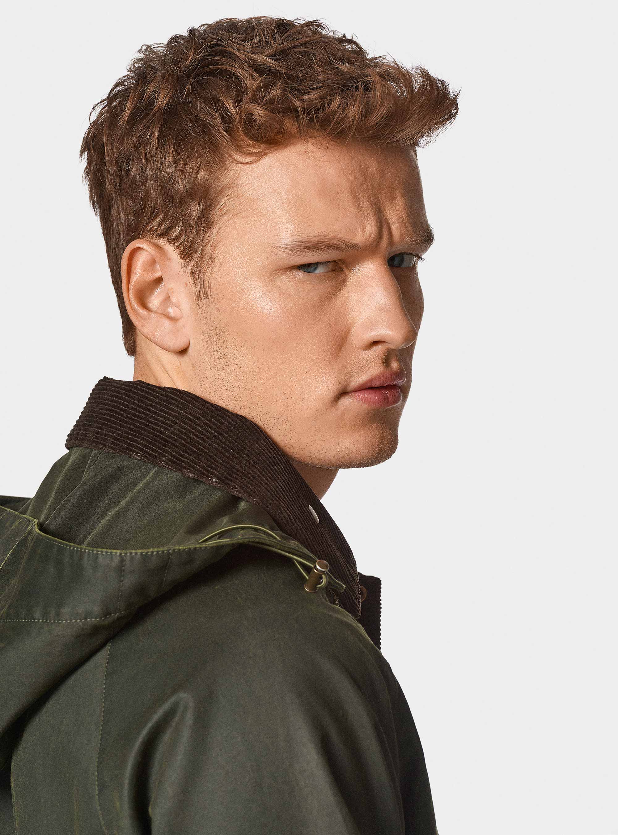 Chaqueta encerada en mezcla de algodón, VERDE